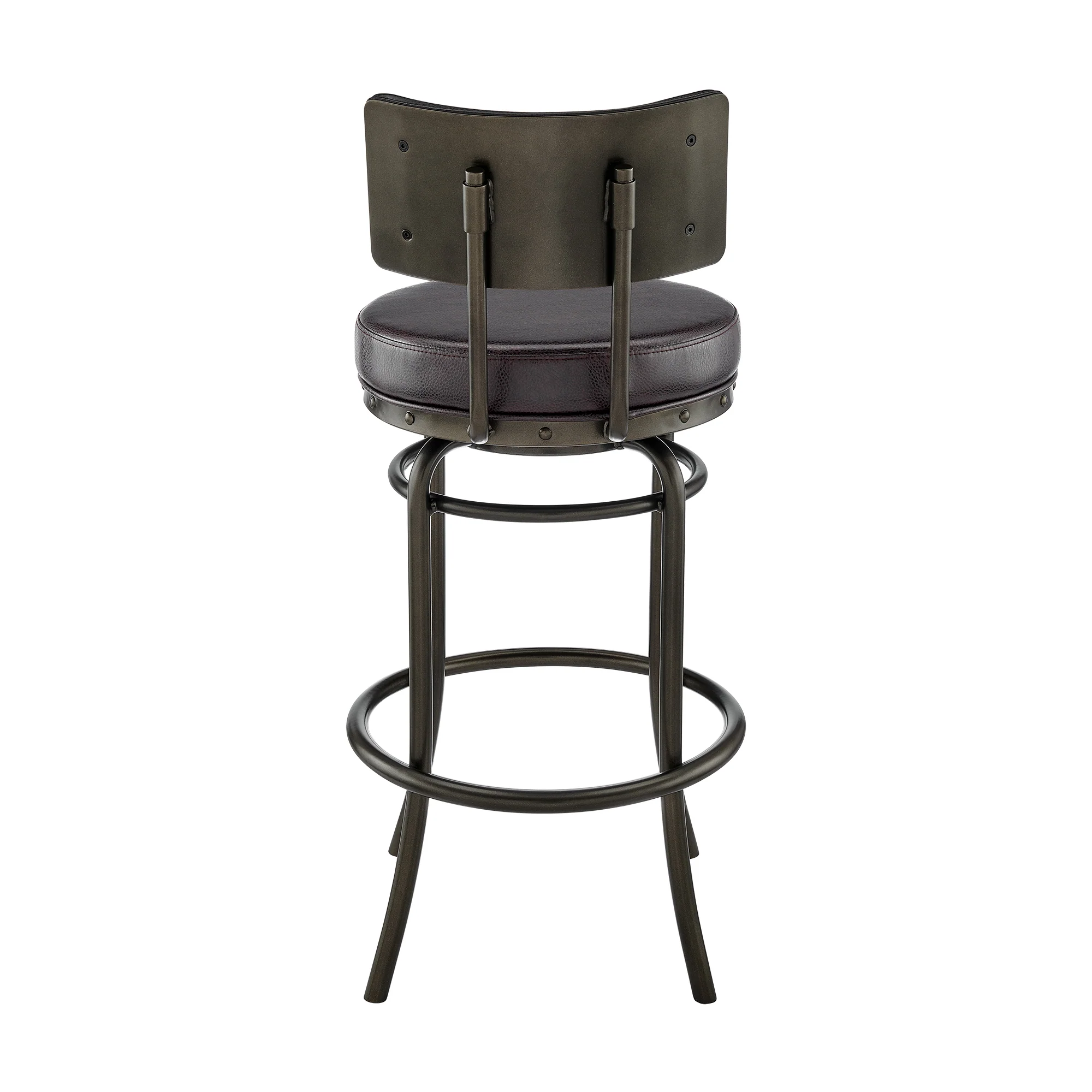 Rees Swivel Counter or Bar Stool in Mocha Finish with Brown Faux Leather By Armen Living - Image 6
