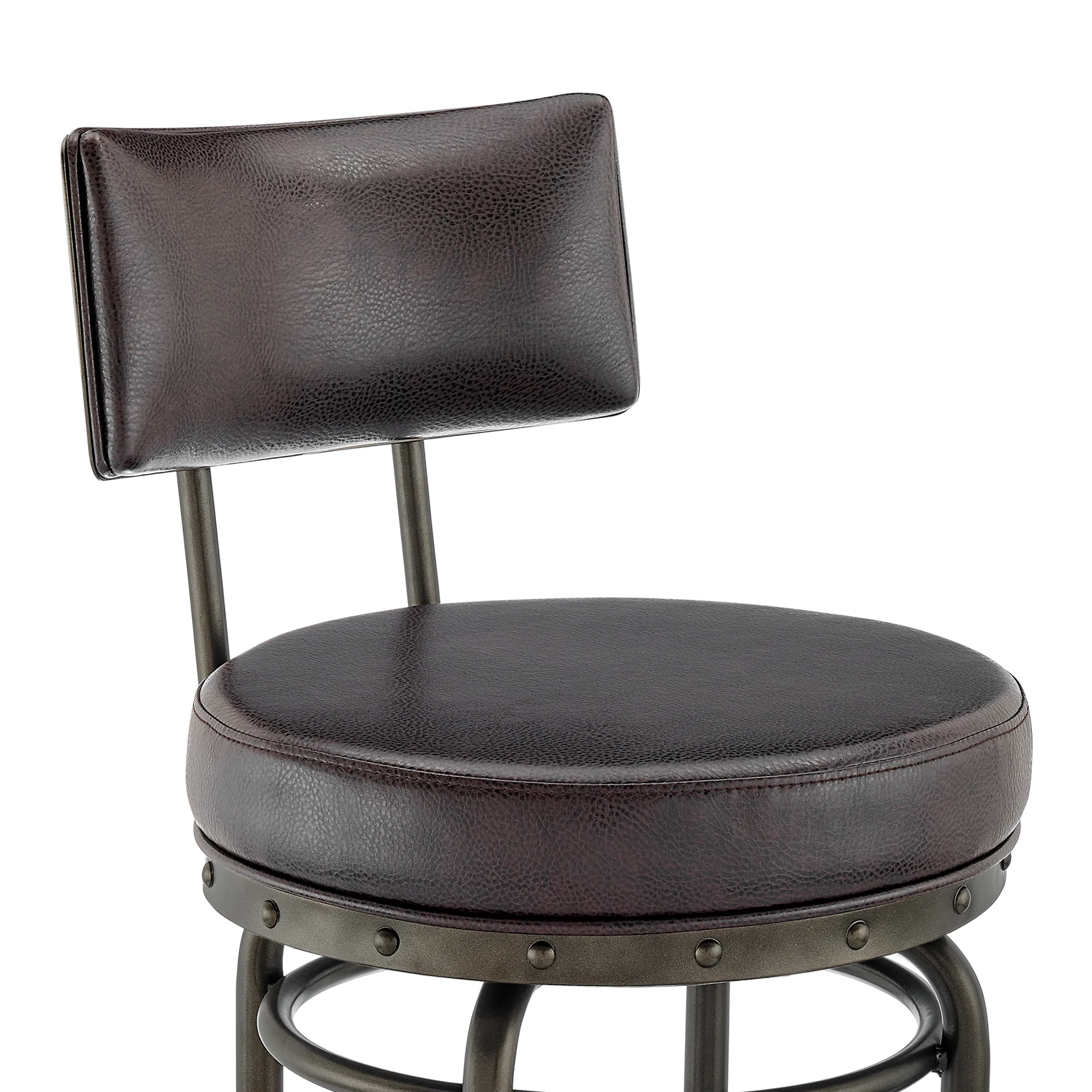 Rees Swivel Counter or Bar Stool in Mocha Finish with Brown Faux Leather By Armen Living - Image 7