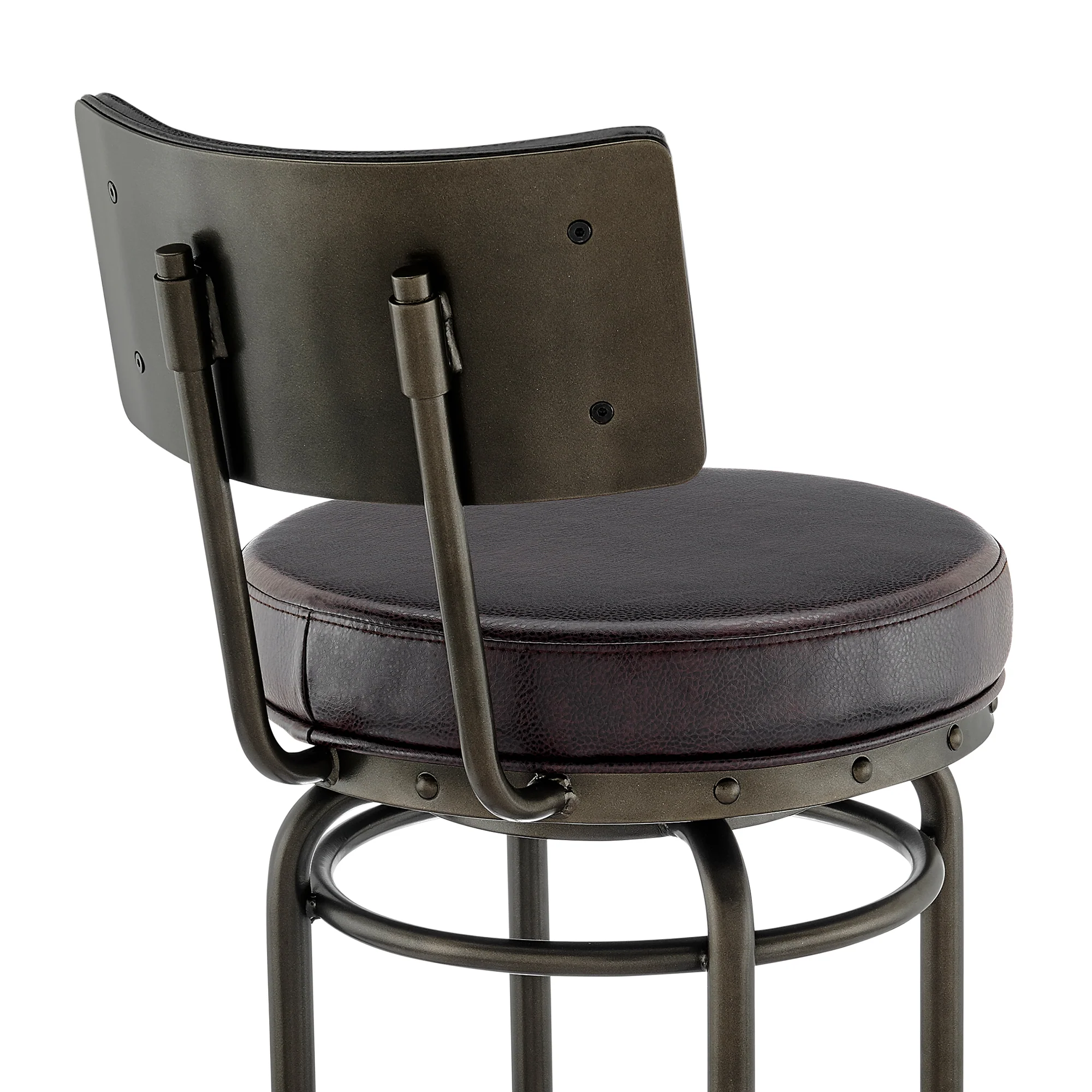 Rees Swivel Counter or Bar Stool in Mocha Finish with Brown Faux Leather By Armen Living - Image 10