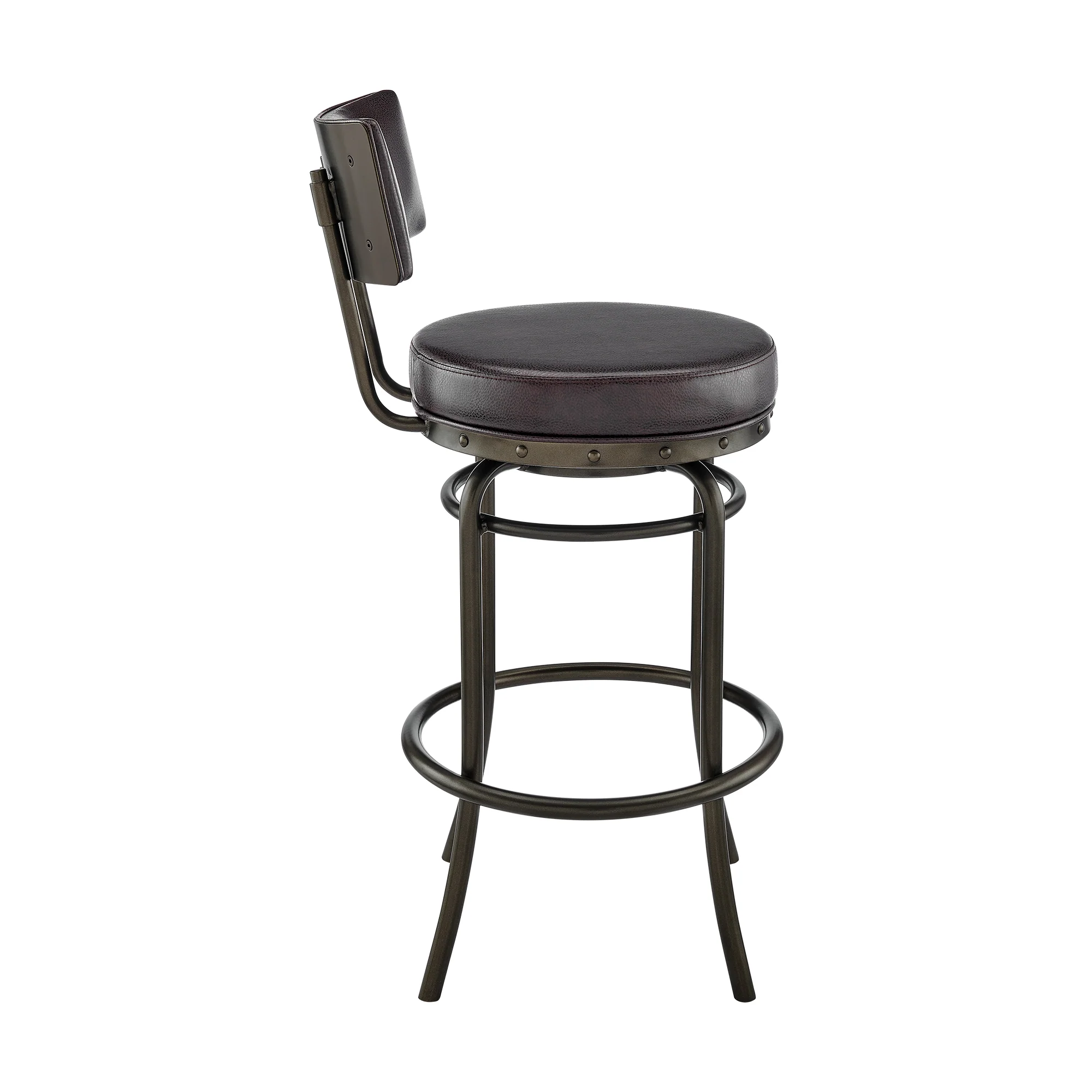 Rees Swivel Counter or Bar Stool in Mocha Finish with Brown Faux Leather By Armen Living - Image 4