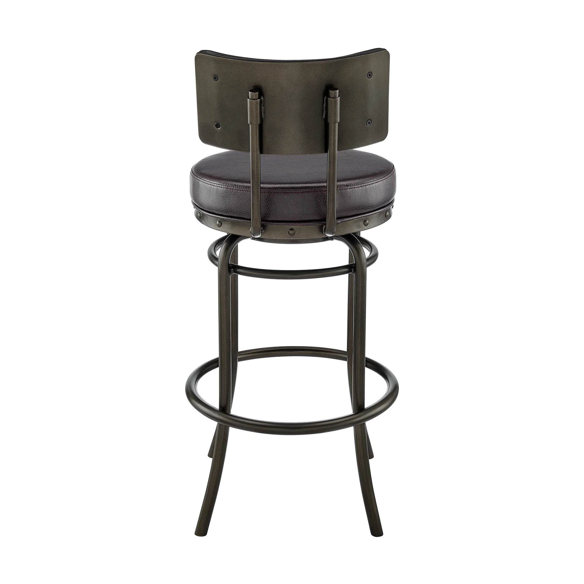 Rees Swivel Counter or Bar Stool in Mocha Finish with Brown Faux Leather By Armen Living - Image 6