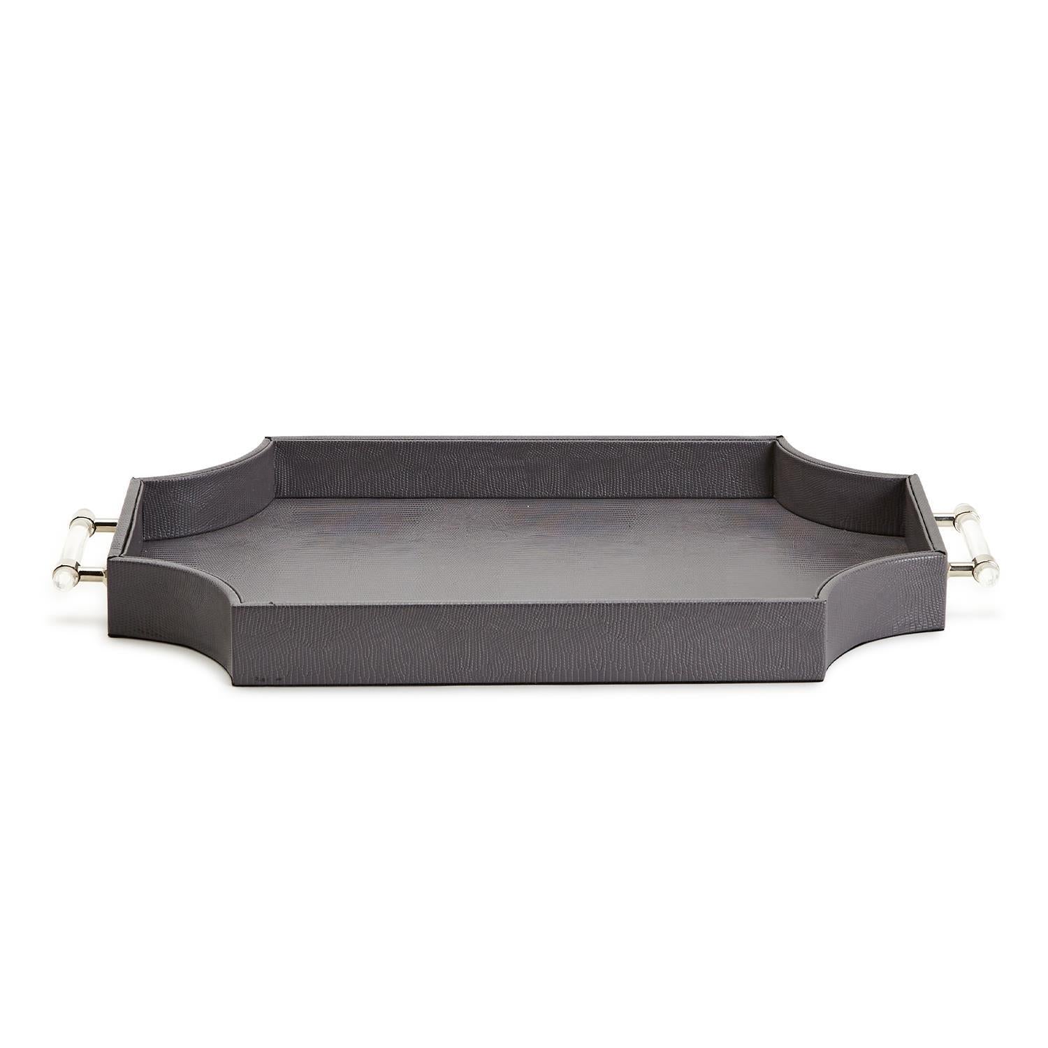 Regency Decorative Gray Rectangle Tray Set Of 3 By Tozai Home - Image 2