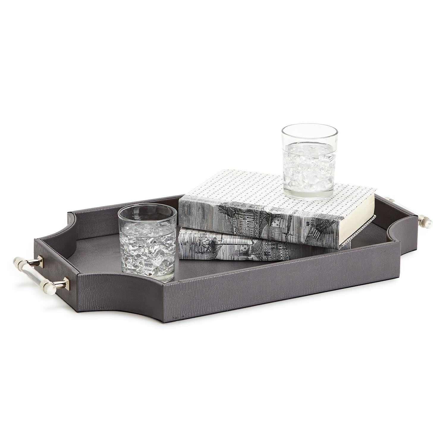 Regency Decorative Gray Rectangle Tray Set Of 3 By Tozai Home - Image 3