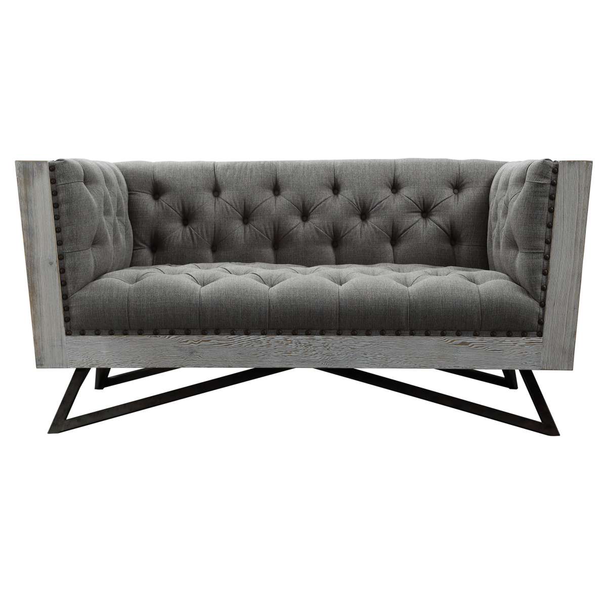 Regis Contemporary Loveseat in Gray Fabric By Armen Living - Image 2