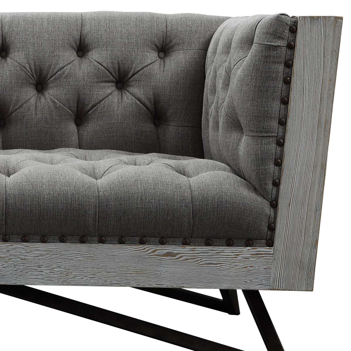Regis Contemporary Loveseat in Gray Fabric By Armen Living - Image 3