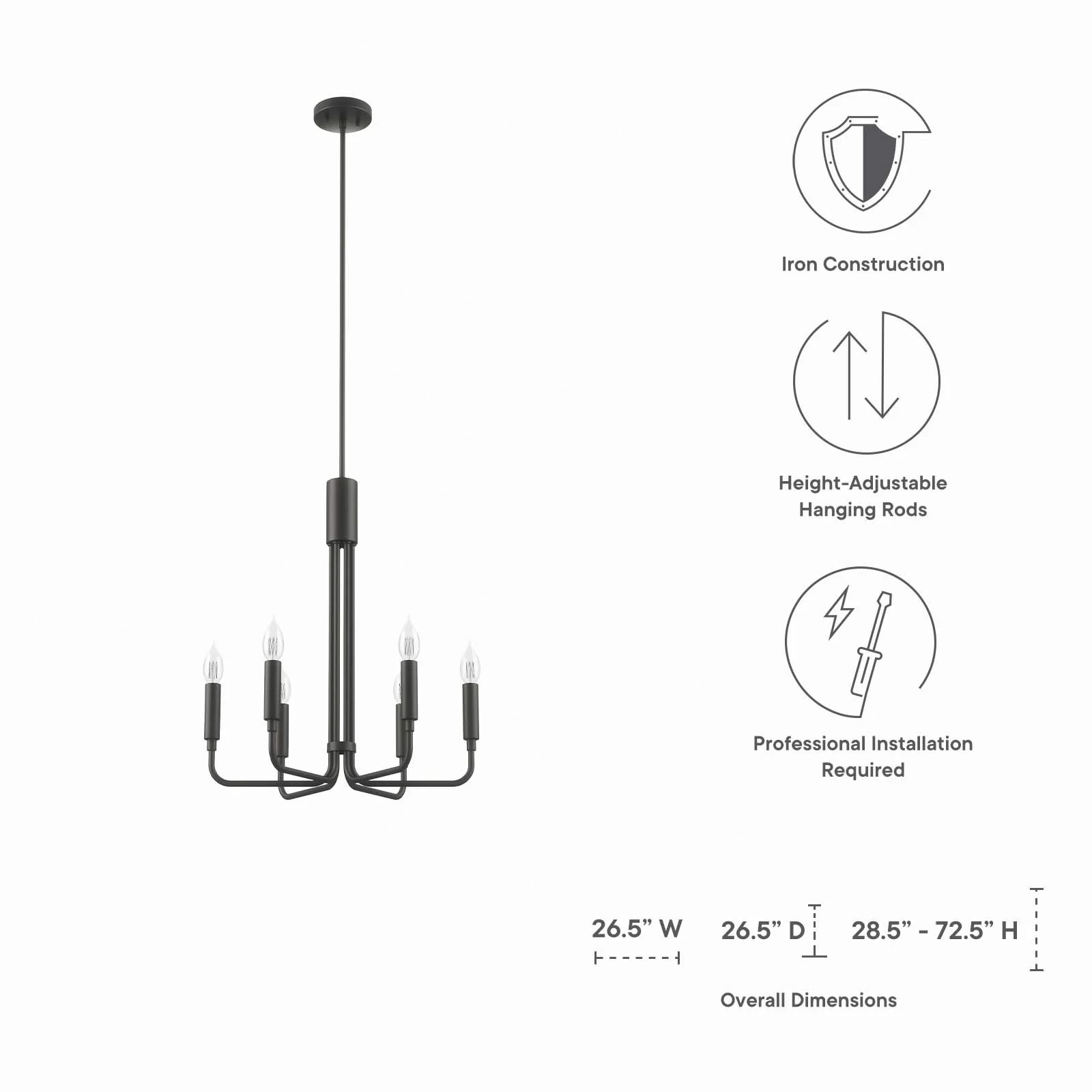 Rekindle 6-Light Chandelier By Modway - EEI-5637 - Image 8