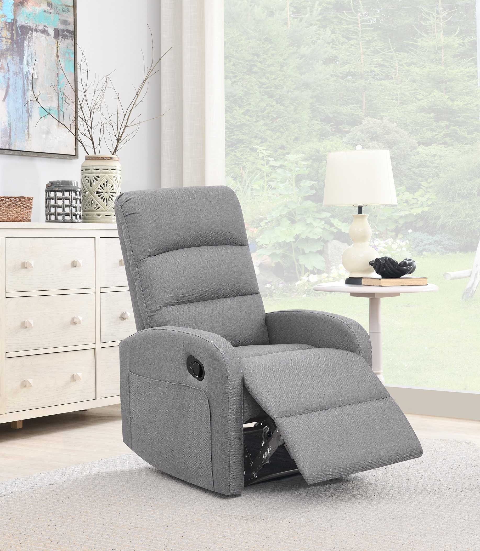 Relaxing Dawn Gray Recliner Chair By Homeroots - Image 3