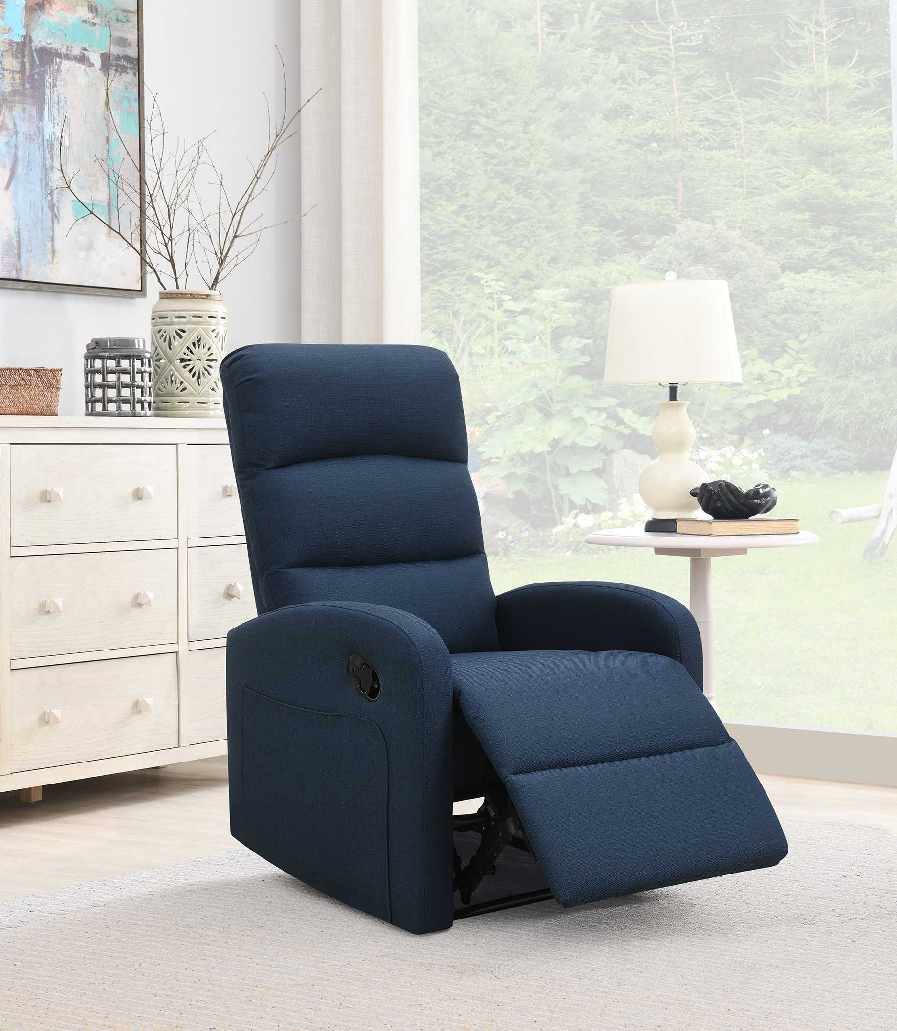 Relaxing Navy Blue Recliner Chair By Homeroots - Image 3
