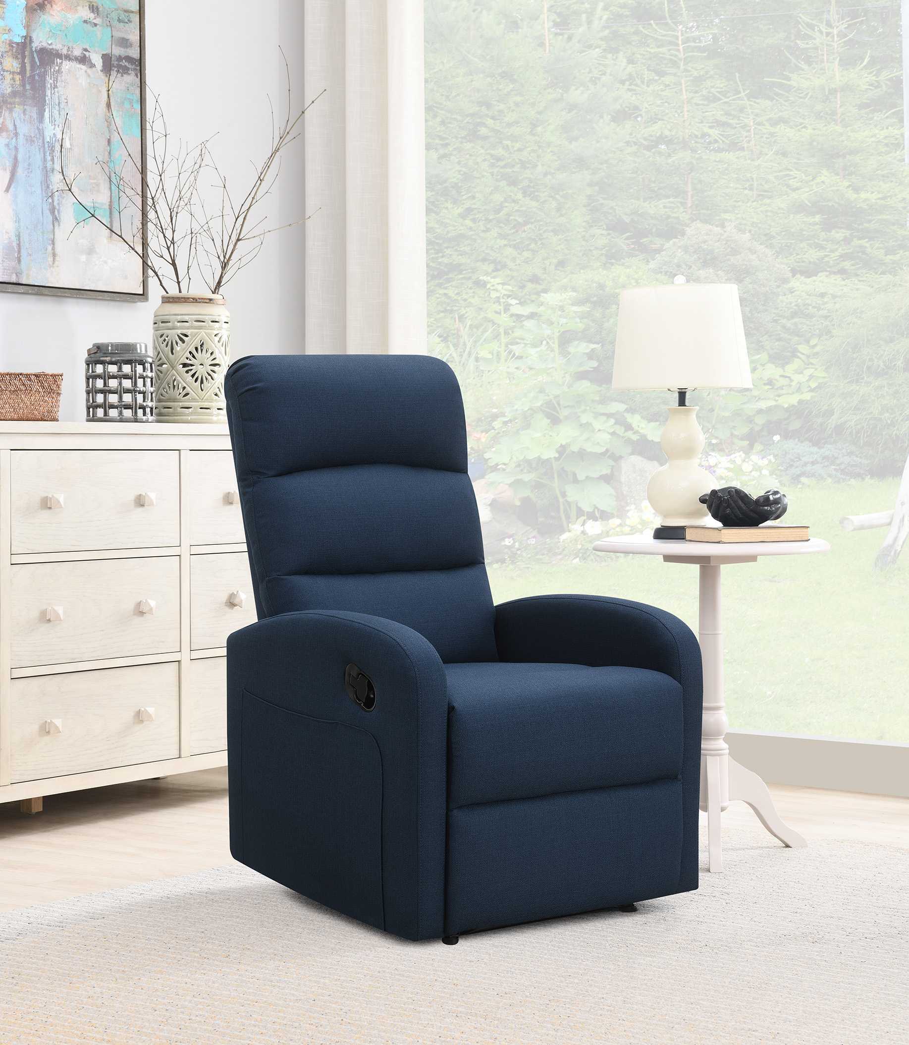 Relaxing Navy Blue Recliner Chair By Homeroots - Image 4