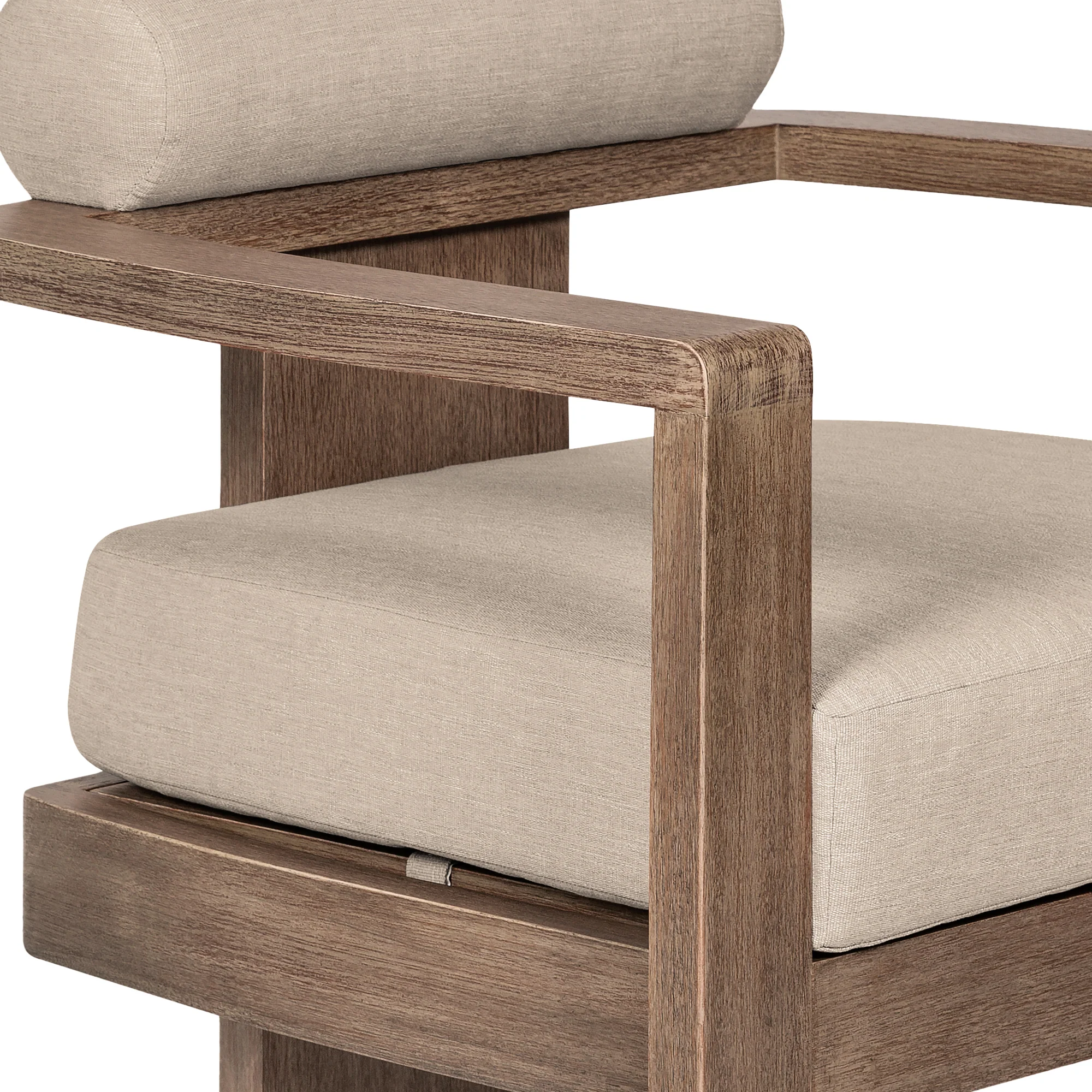 Relic Outdoor Patio 5 Piece Dining Set in Weathered Eucalyptus Wood with Taupe Olefin Cushions By Armen Living - Image 11