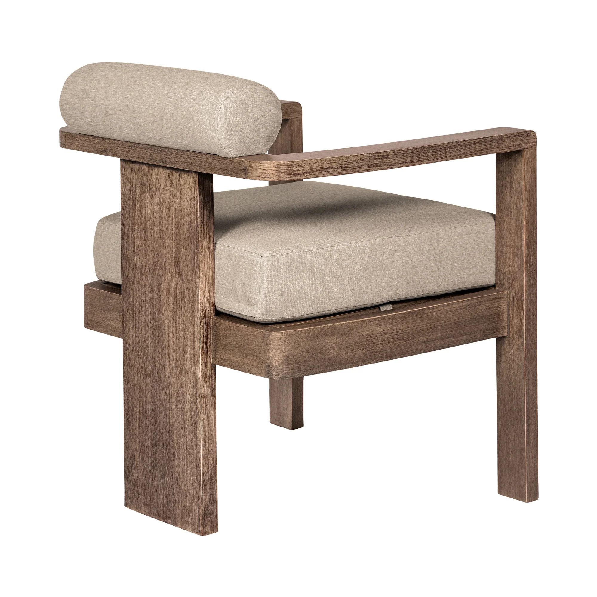 Relic Outdoor Patio 5 Piece Dining Set in Weathered Eucalyptus Wood with Taupe Olefin Cushions By Armen Living - Image 5