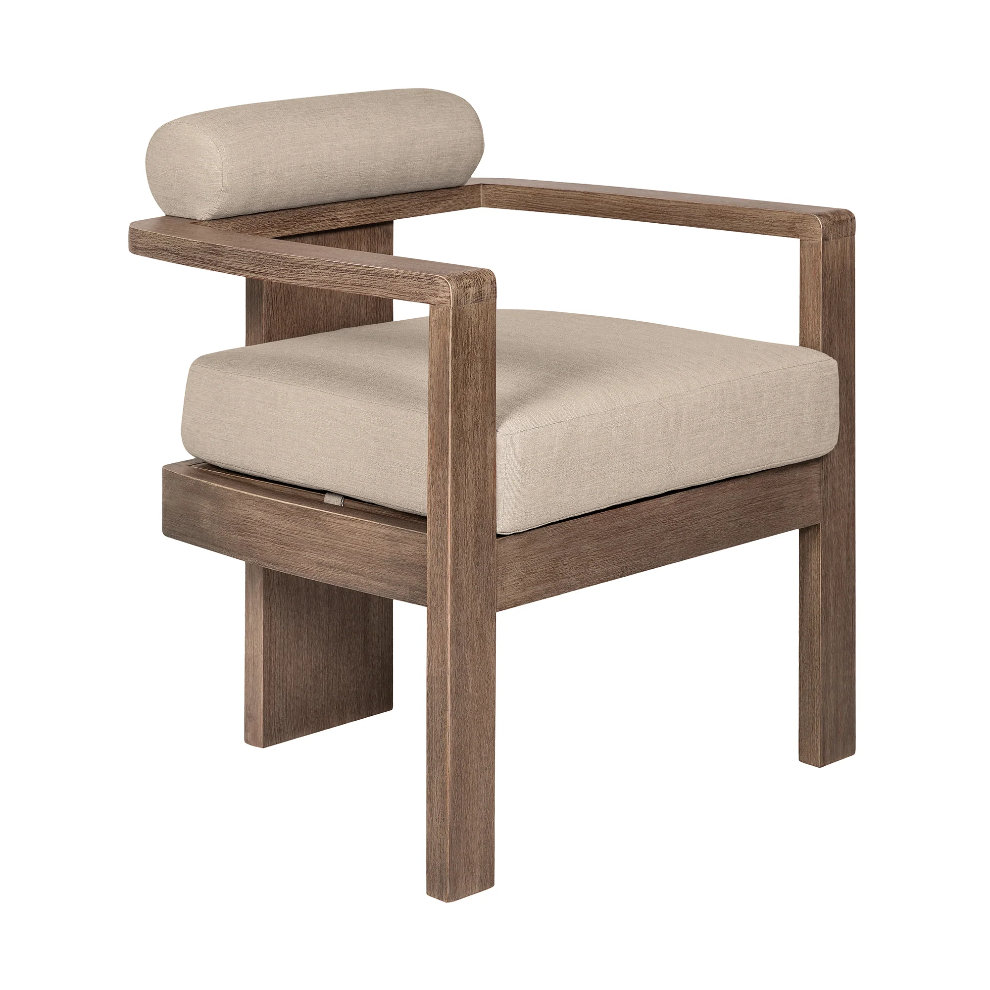 Relic Outdoor Patio 7 Piece Dining Set in Weathered Eucalyptus Wood with Taupe Olefin Cushions By Armen Living - Image 3