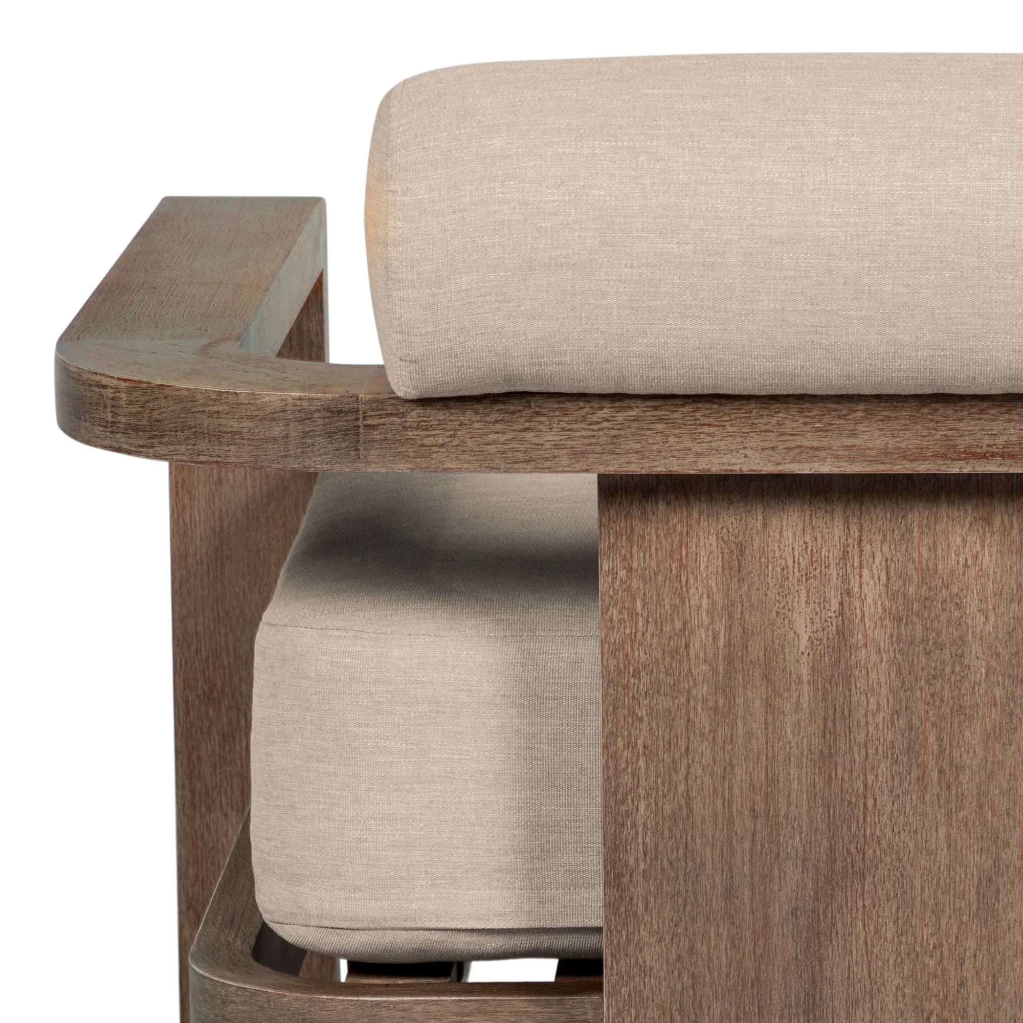 Relic Outdoor Patio Chair in Weathered Eucalyptus Wood with Taupe Olefin Cushions By Armen Living - Image 10