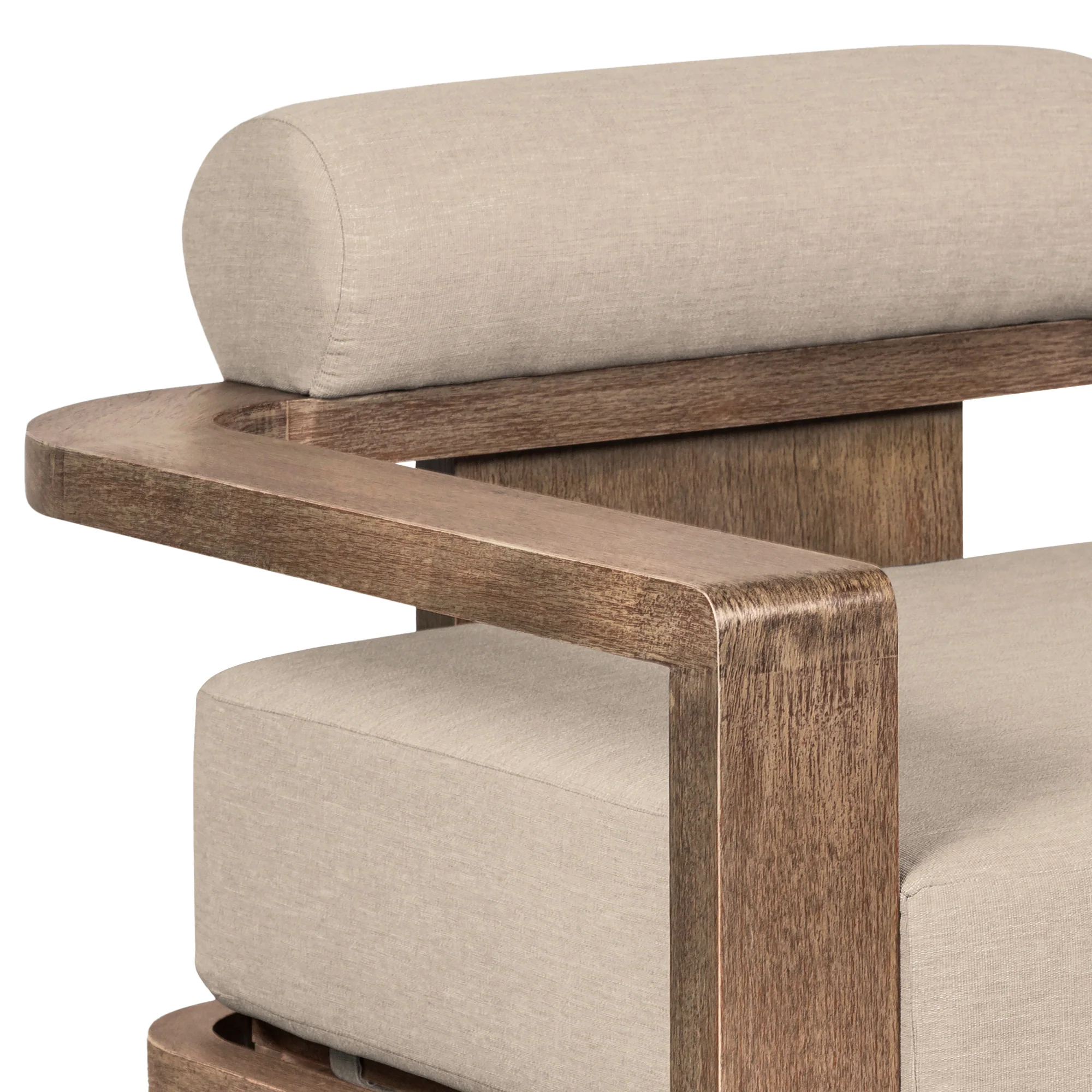 Relic Outdoor Patio Chair in Weathered Eucalyptus Wood with Taupe Olefin Cushions By Armen Living - Image 8