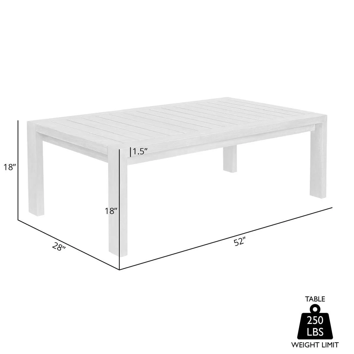 Relic Outdoor Patio Coffee Table in Weathered Eucalyptus Wood By Armen Living - Image 7