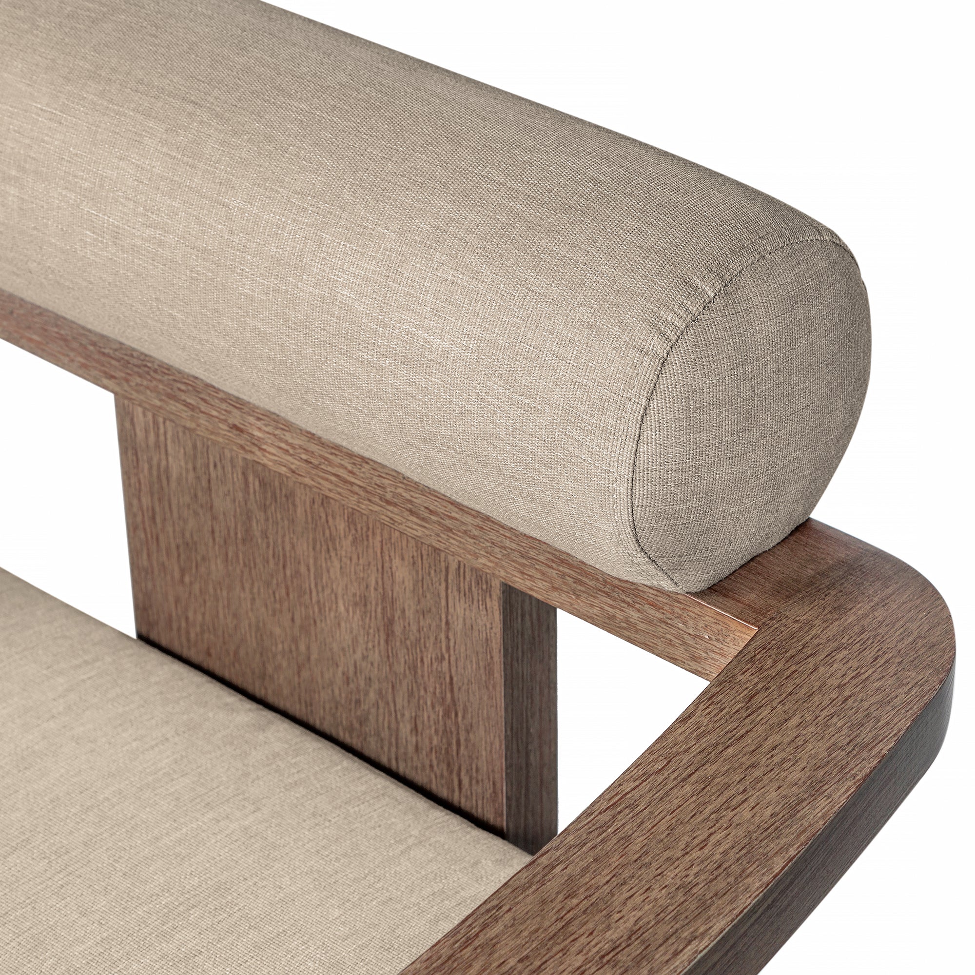 Relic Outdoor Patio Dining Chair in Weathered Eucalyptus Wood with Taupe Olefin Cushions By Armen Living - Image 11