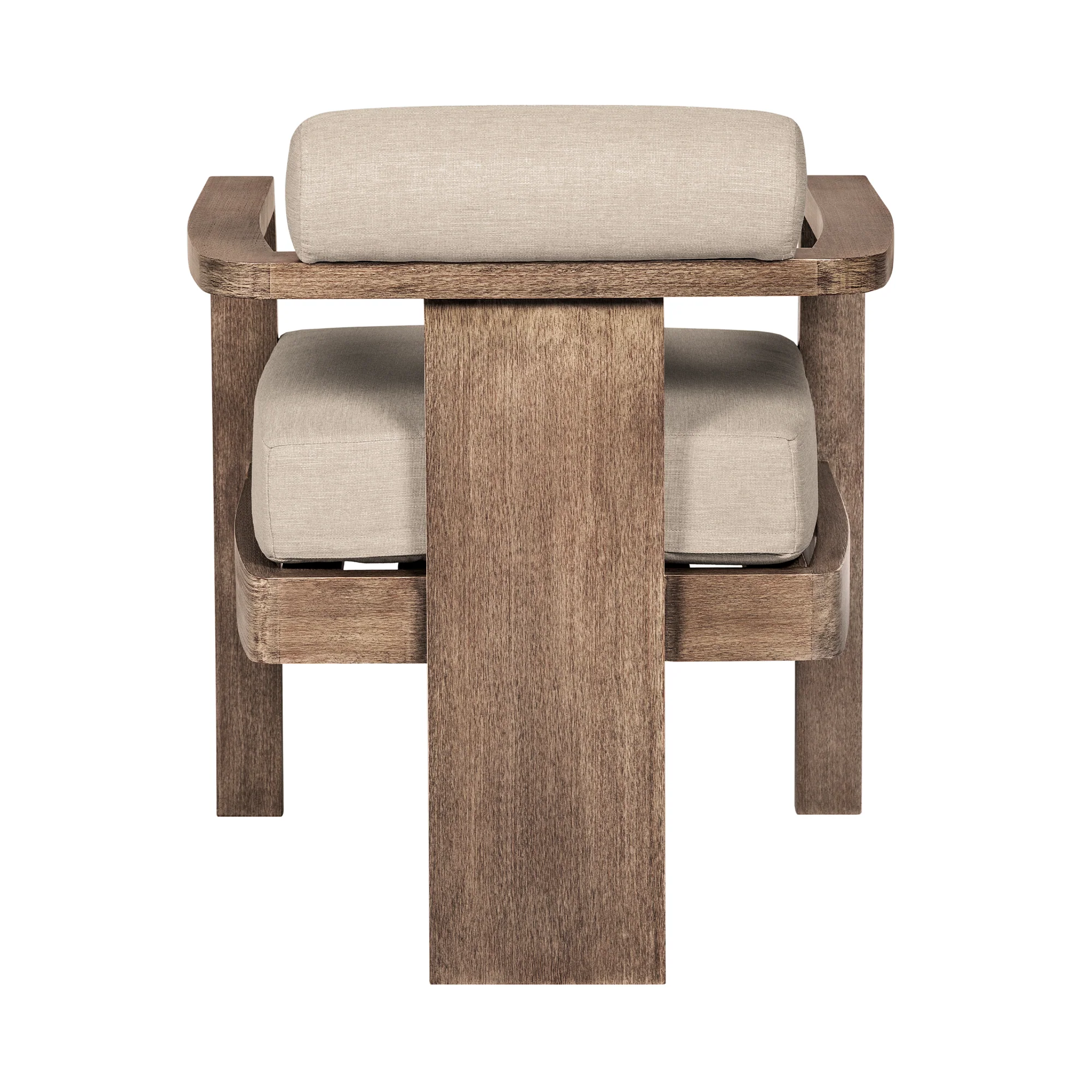 Relic Outdoor Patio Dining Chair in Weathered Eucalyptus Wood with Taupe Olefin Cushions By Armen Living - Image 7