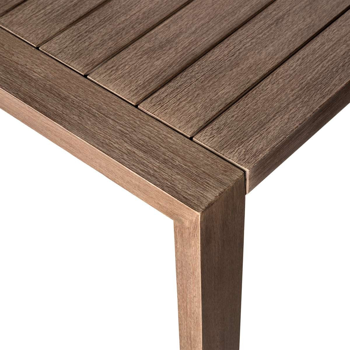 Relic Outdoor Patio Dining Table in Weathered Eucalyptus Wood By Armen Living - Image 5
