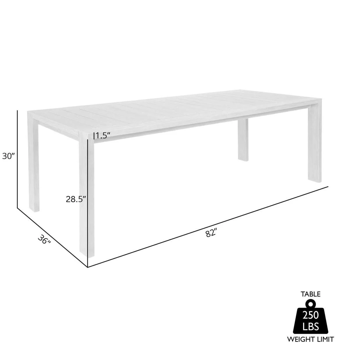 Relic Outdoor Patio Dining Table in Weathered Eucalyptus Wood By Armen Living - Image 7