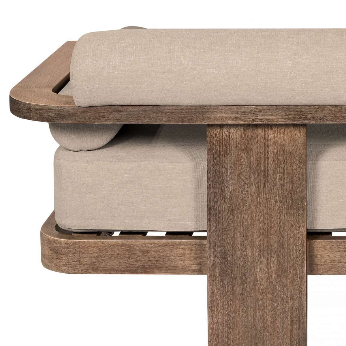 Relic Outdoor Patio Sofa in Weathered Eucalyptus Wood with Taupe Olefin Cushions By Armen Living - Image 6