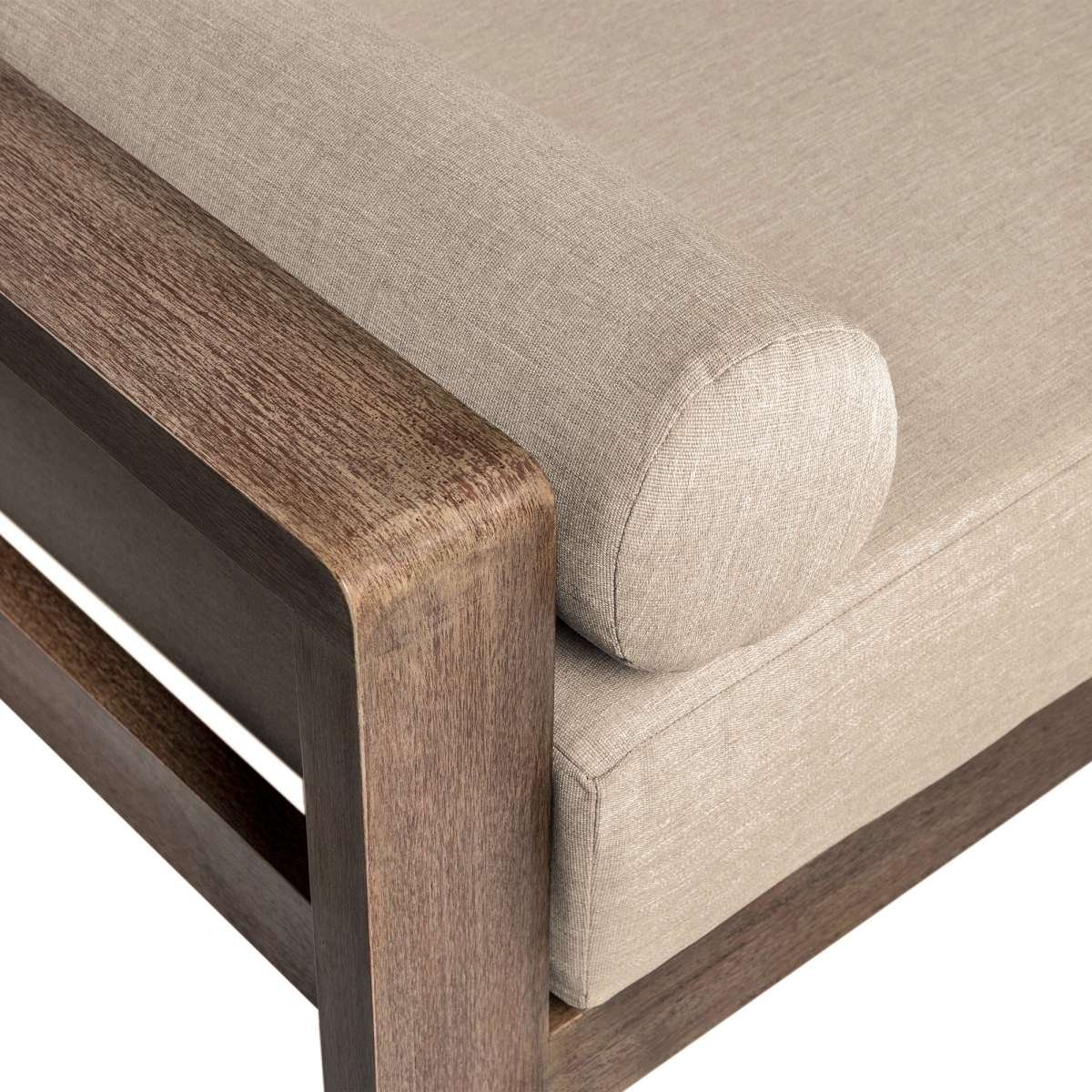 Relic Outdoor Patio Sofa in Weathered Eucalyptus Wood with Taupe Olefin Cushions By Armen Living - Image 8