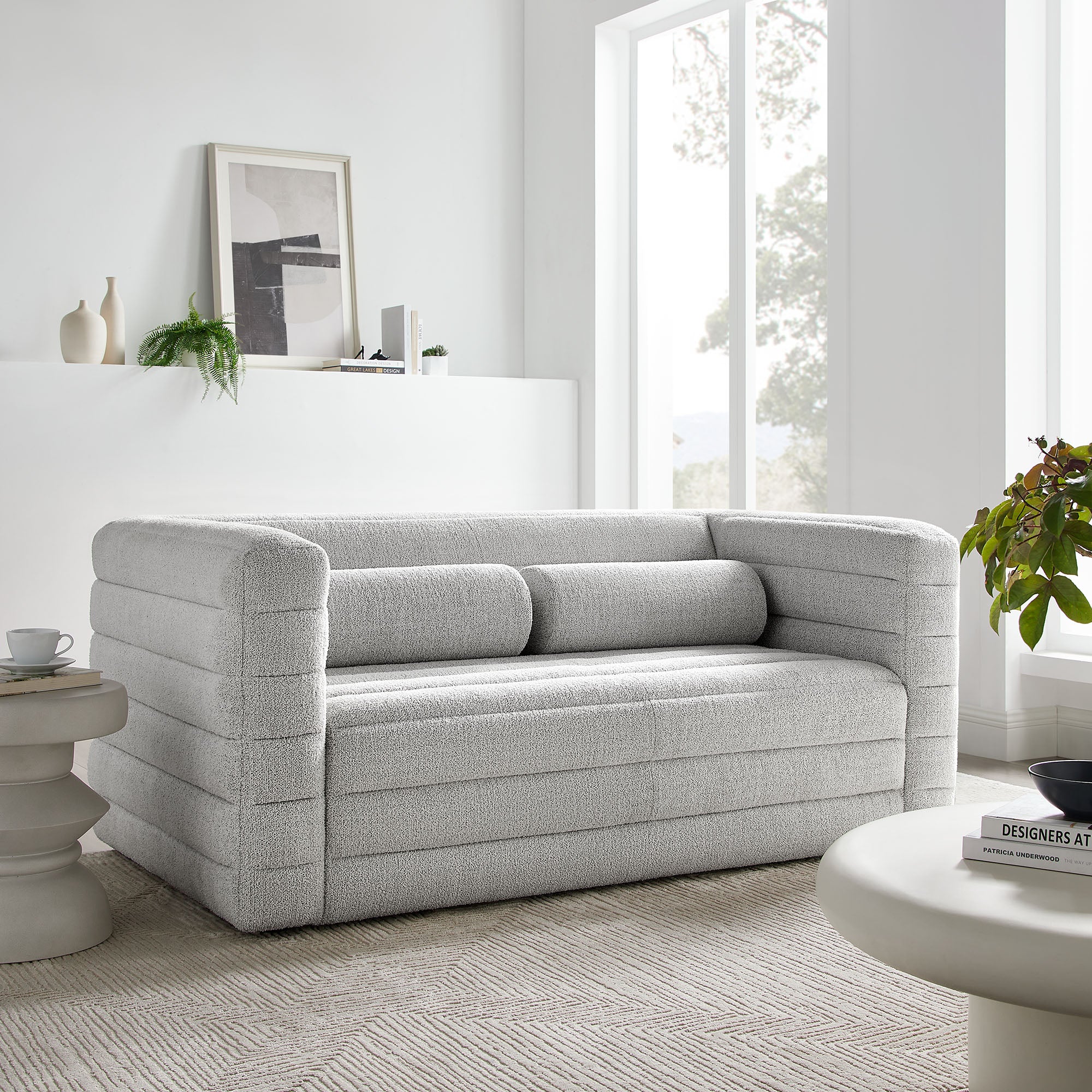 Relle Channel Tufted Boucle Upholstered Loveseat by Modway - Image 16