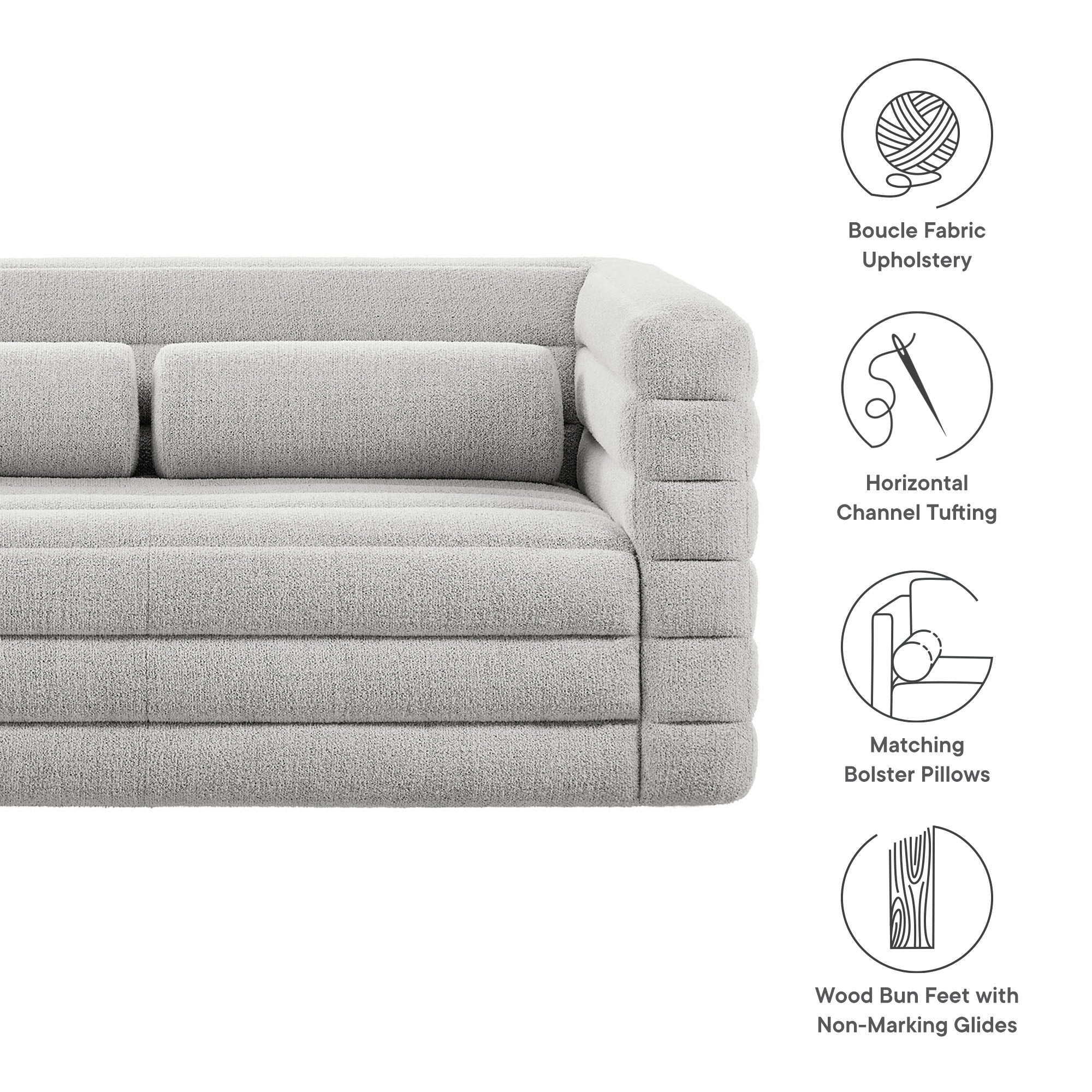 Relle Channel Tufted Boucle Upholstered Loveseat by Modway - Image 17