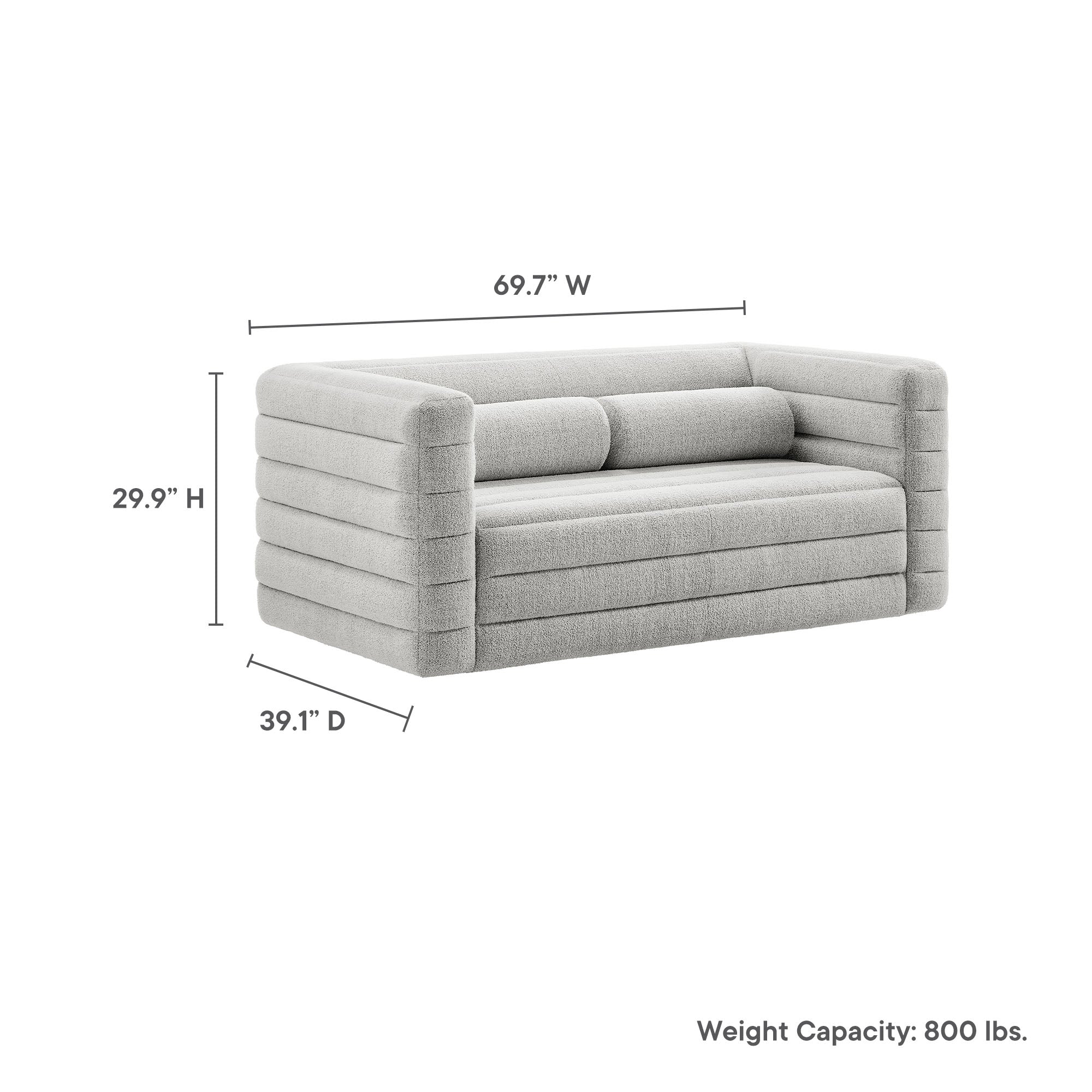 Relle Channel Tufted Boucle Upholstered Loveseat by Modway - Image 18