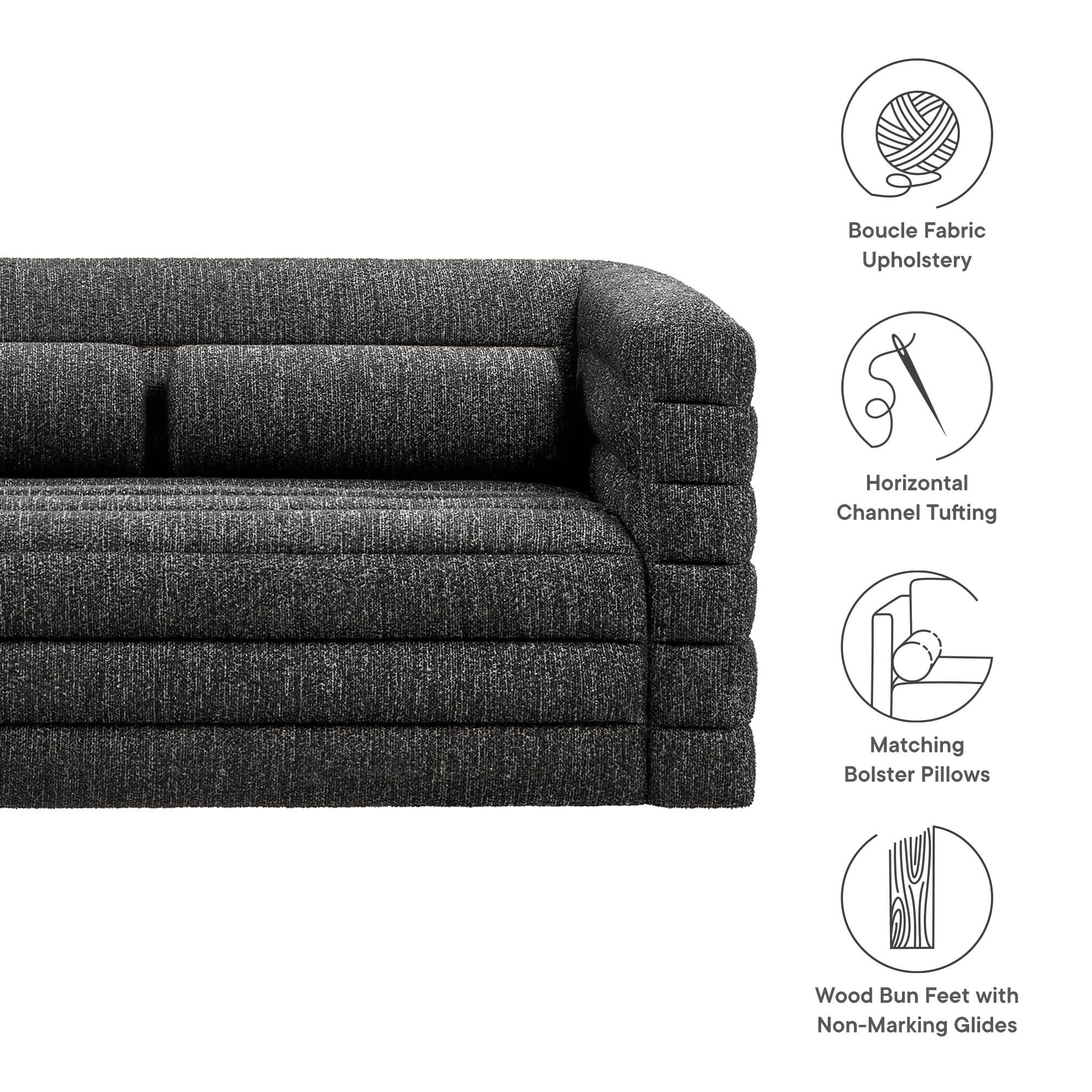Relle Channel Tufted Boucle Upholstered Loveseat by Modway - Image 8