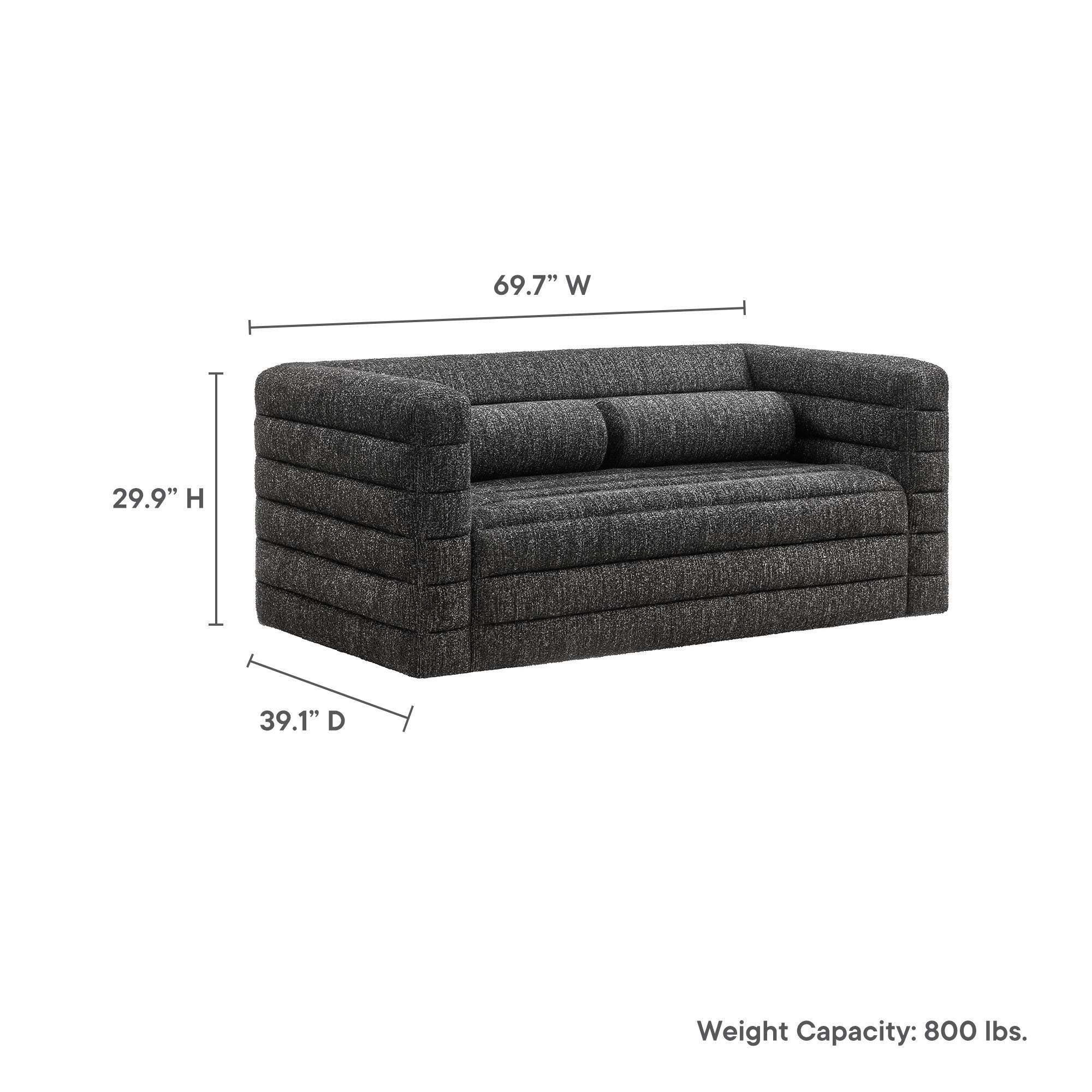 Relle Channel Tufted Boucle Upholstered Loveseat by Modway - Image 9