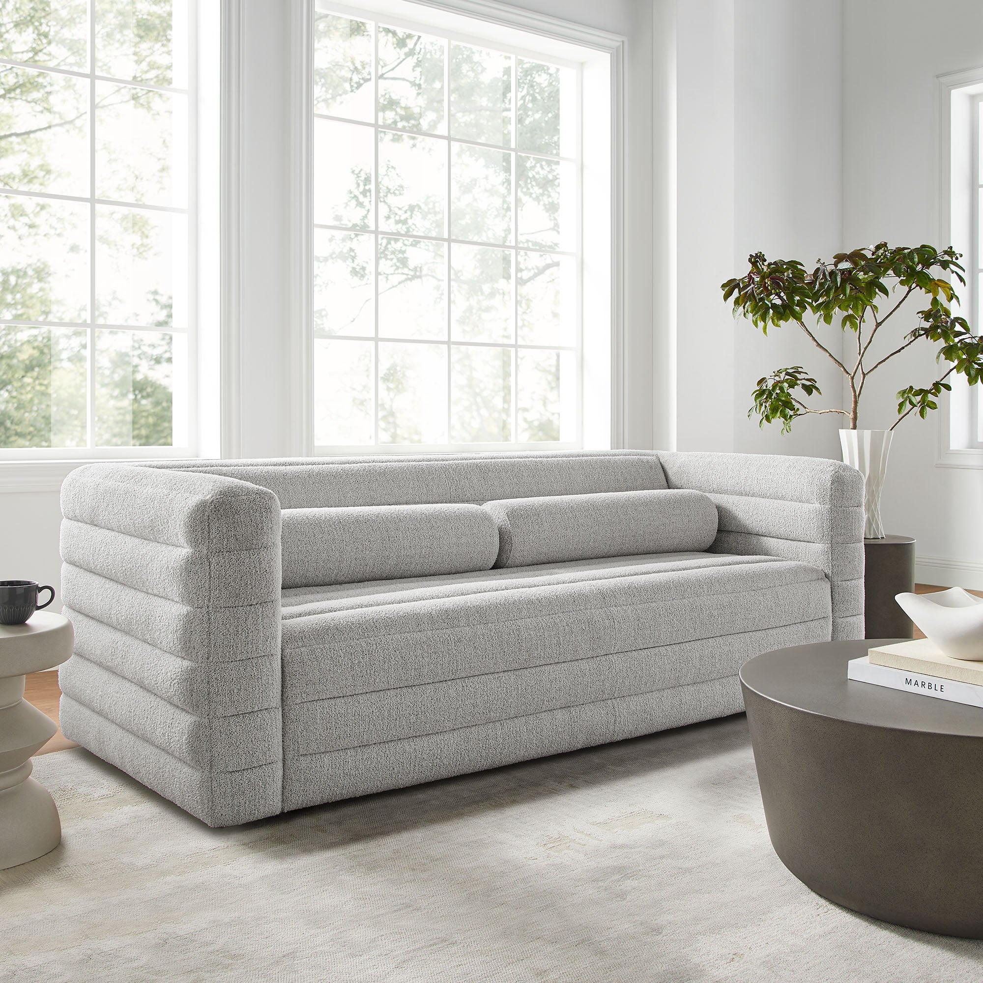 Relle Channel Tufted Boucle Upholstered Sofa by Modway - Image 16