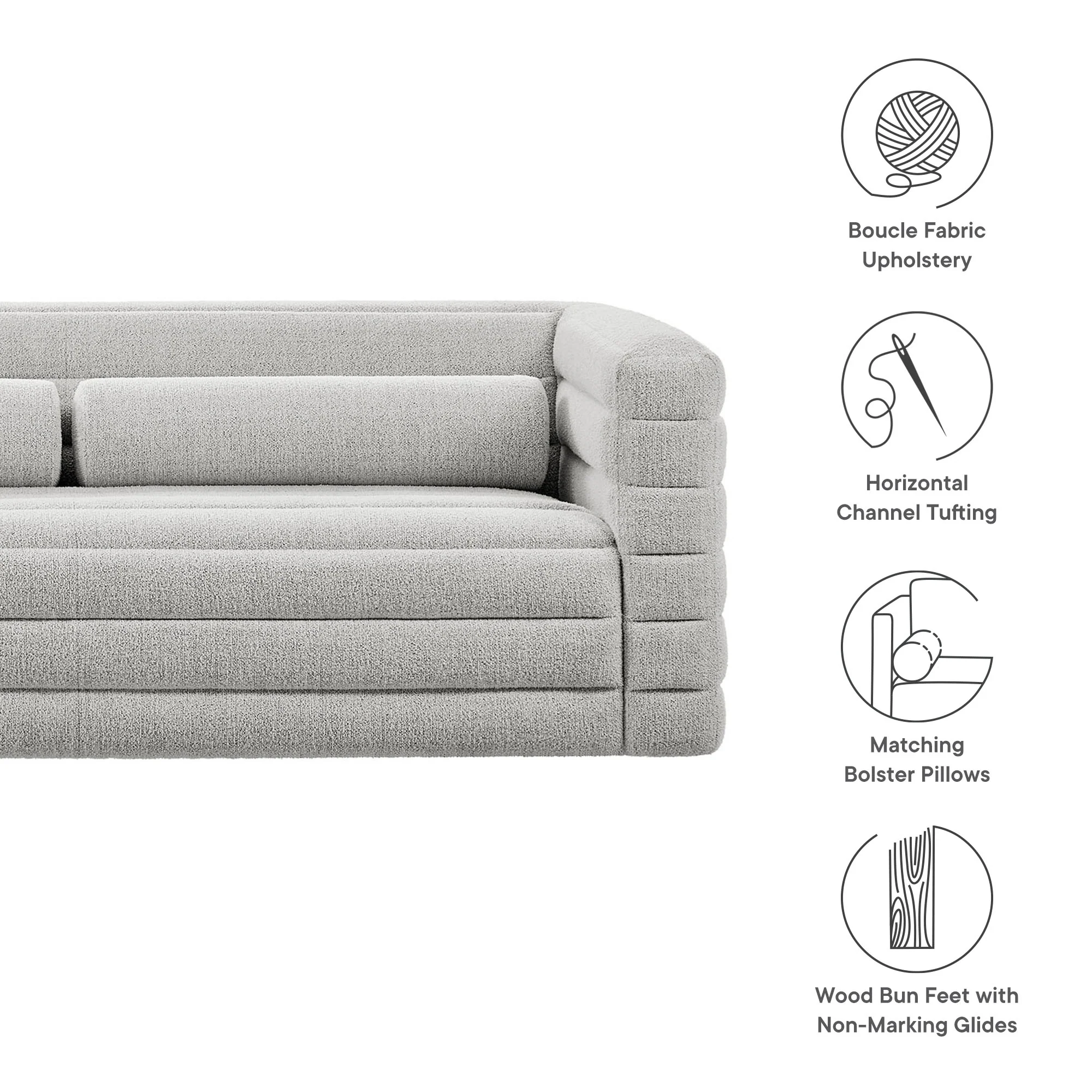 Relle Channel Tufted Boucle Upholstered Sofa by Modway - Image 17