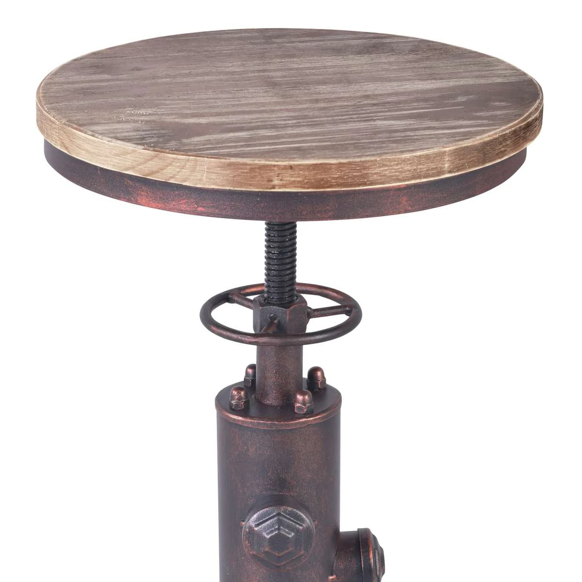 Remy Adjustable Height Pine Wood and Copper Backless Bar Stool By Armen Living - Image 3