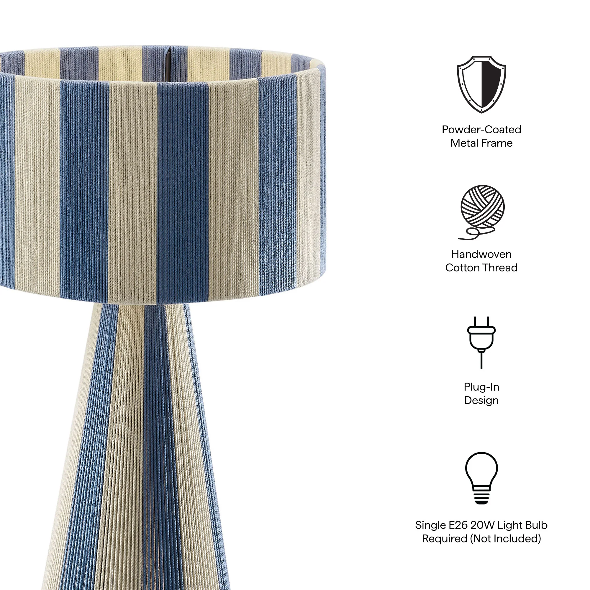 Renae Handwoven Cotton Thread Striped Table Lamp by Modway - Image 19