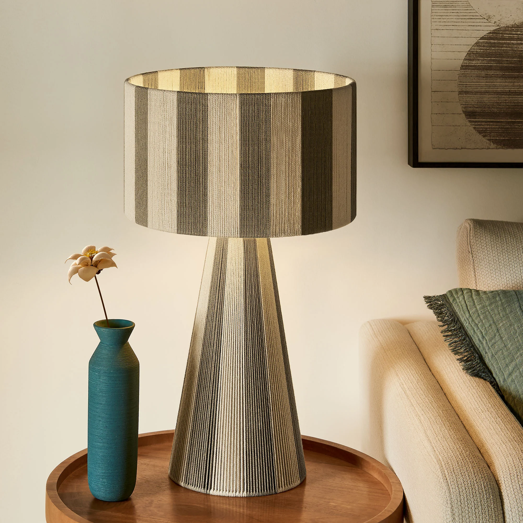 Renae Handwoven Cotton Thread Striped Table Lamp by Modway - Image 28