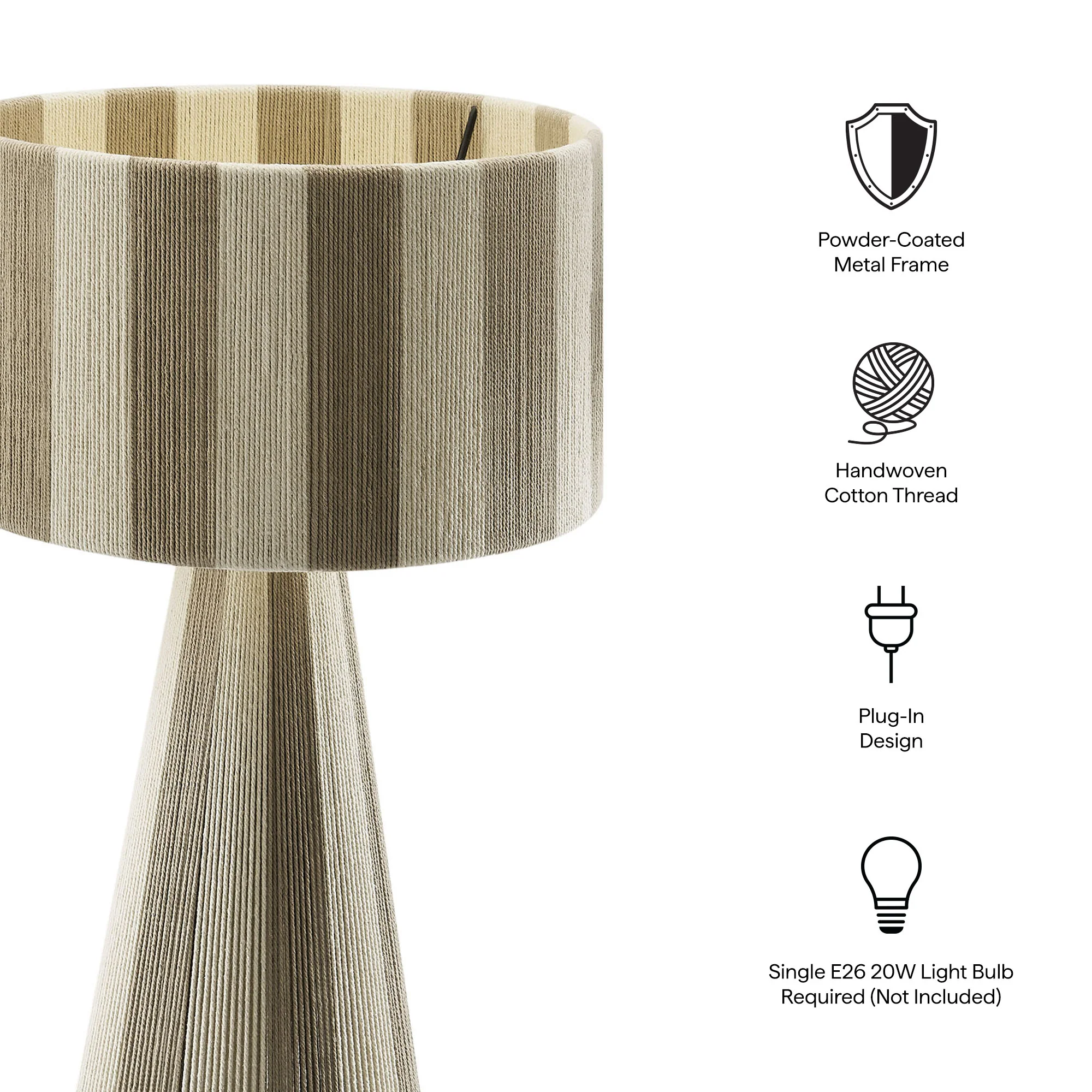Renae Handwoven Cotton Thread Striped Table Lamp by Modway - Image 29
