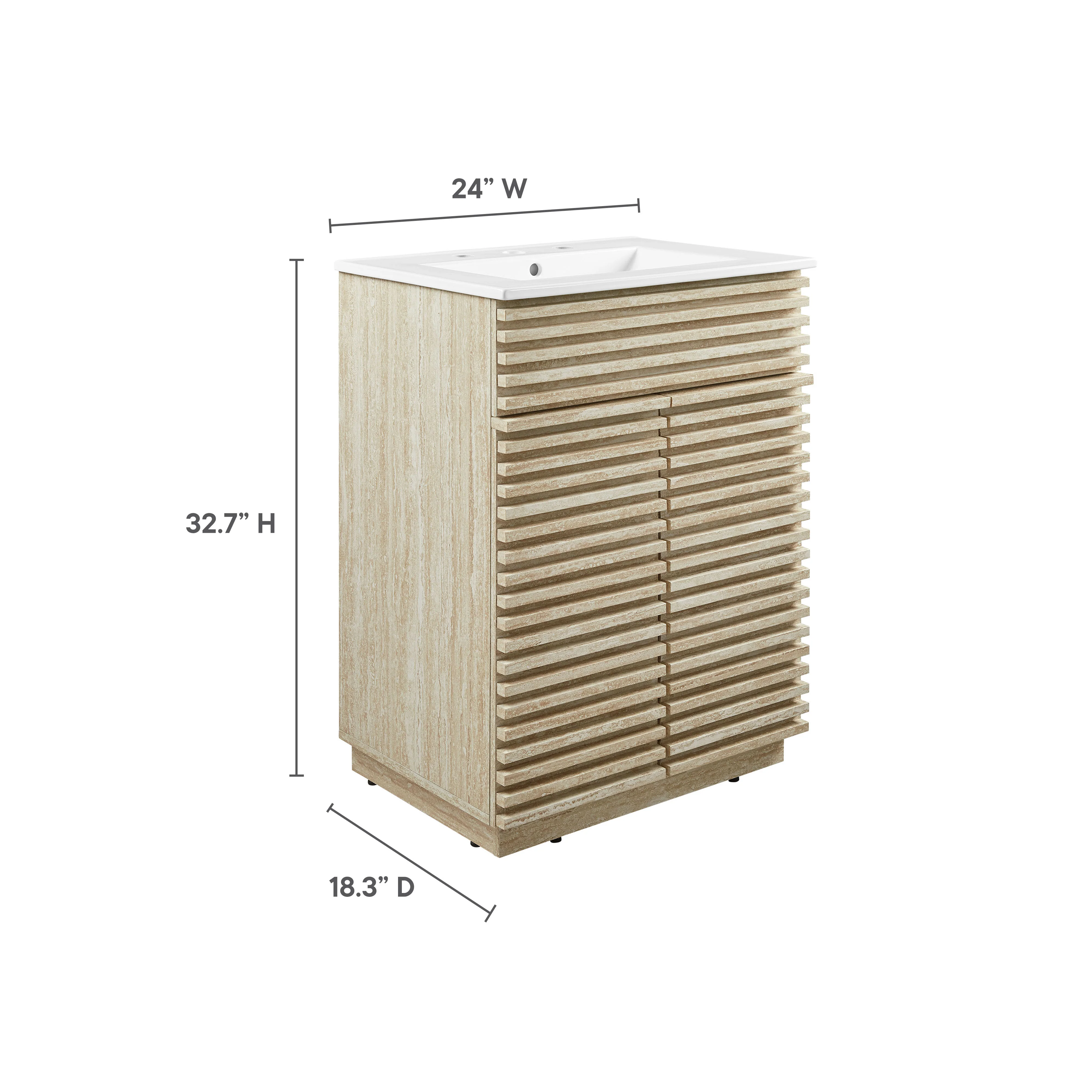 Render 24" Faux Travertine Bathroom Vanity With Sink by Modway - Image 10