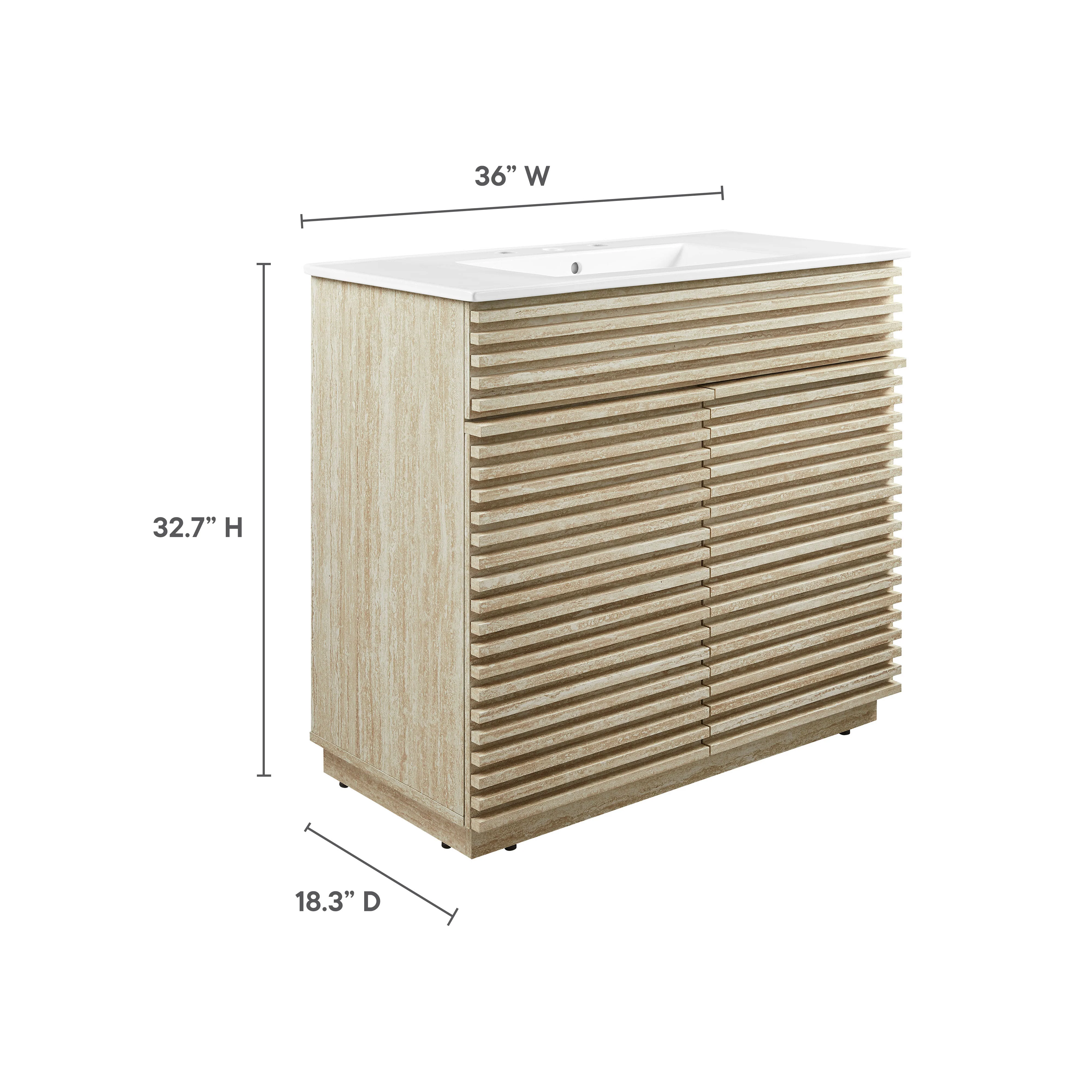 Render 36" Faux Travertine Bathroom Vanity With Sink by Modway - Image 10