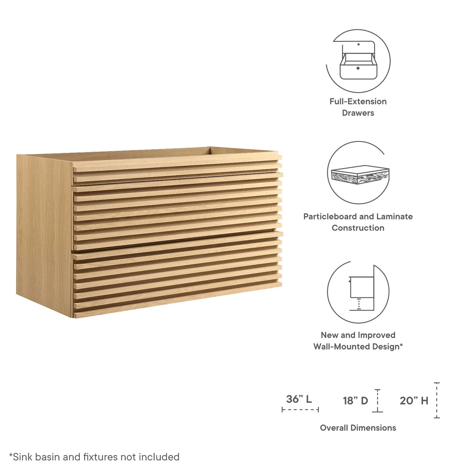 Render 36" Wall-Mount Bathroom Vanity Cabinet By Modway - EEI-4339 - Image 24