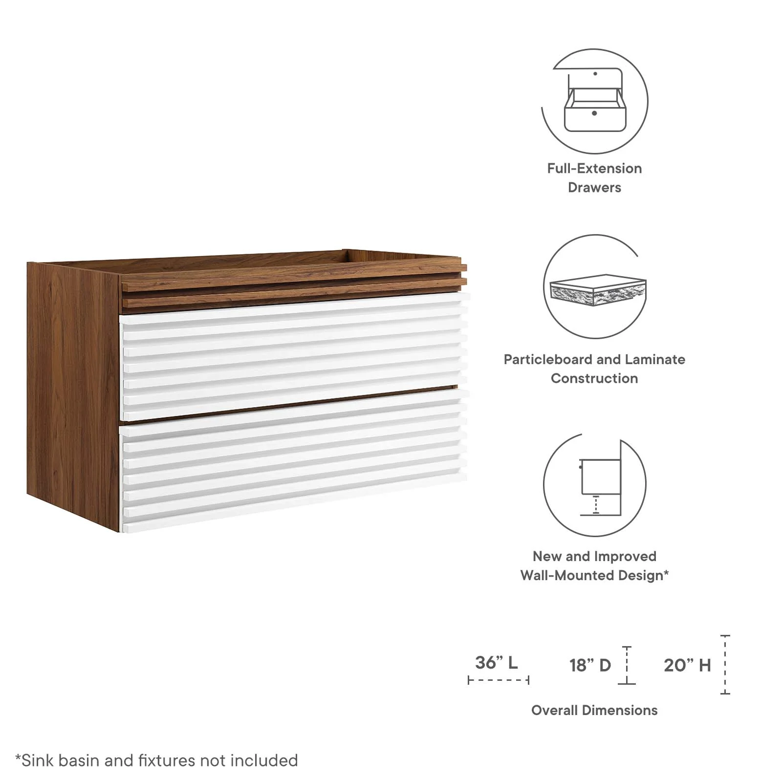 Render 36" Wall-Mount Bathroom Vanity Cabinet By Modway - EEI-4339 - Image 48