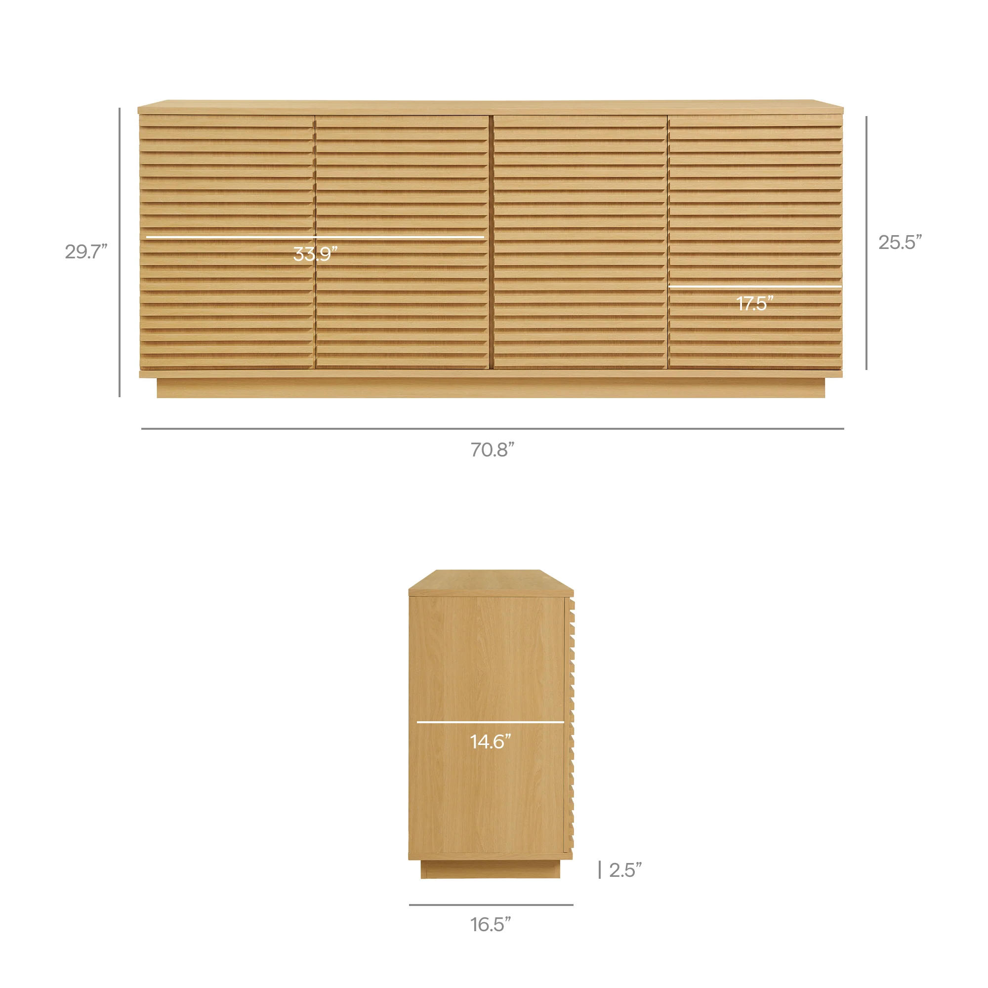 Render 4-Door Fluted Sideboard Cabinet TV Stand by Modway - Image 10