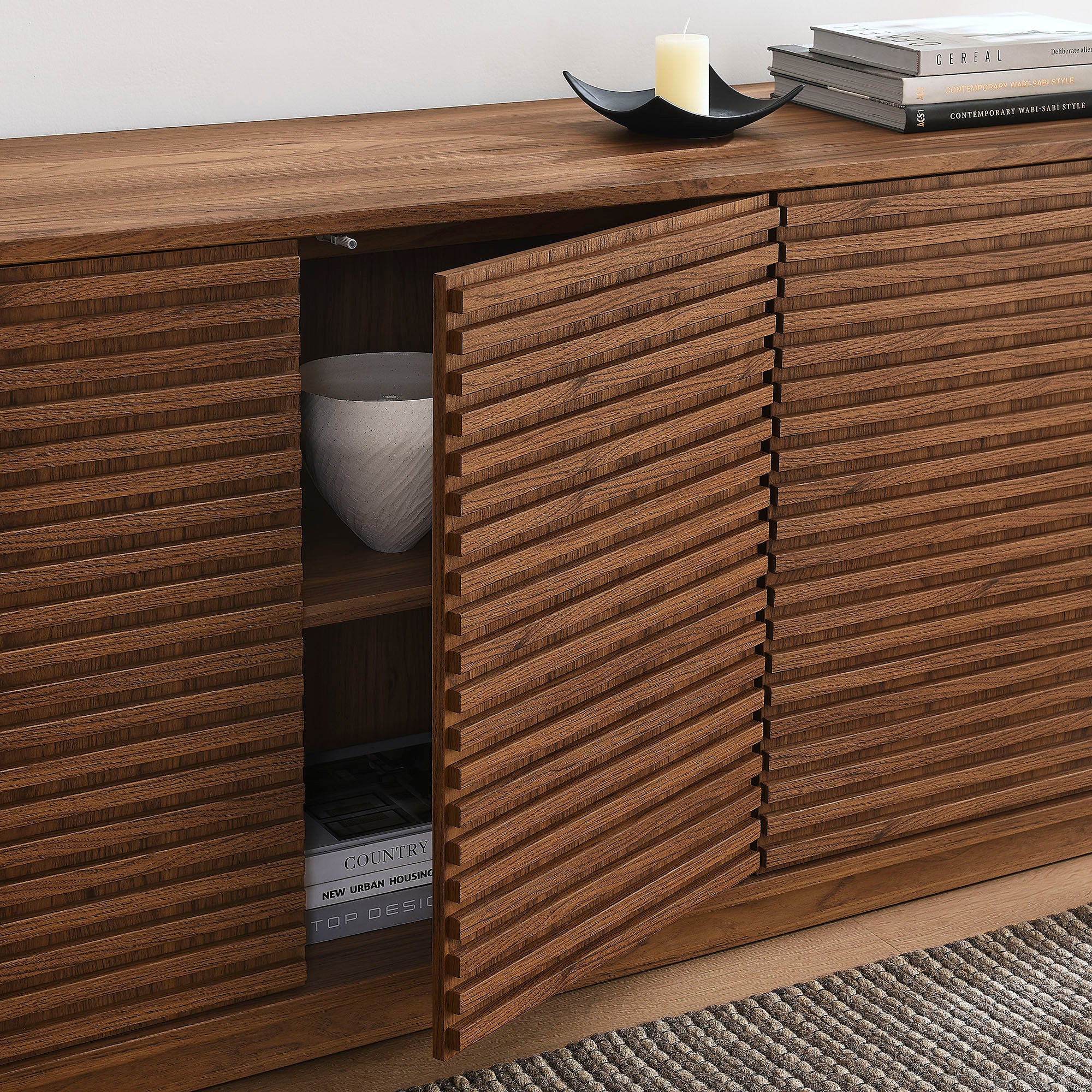 Render 4-Door Fluted Sideboard Cabinet TV Stand by Modway - Image 16