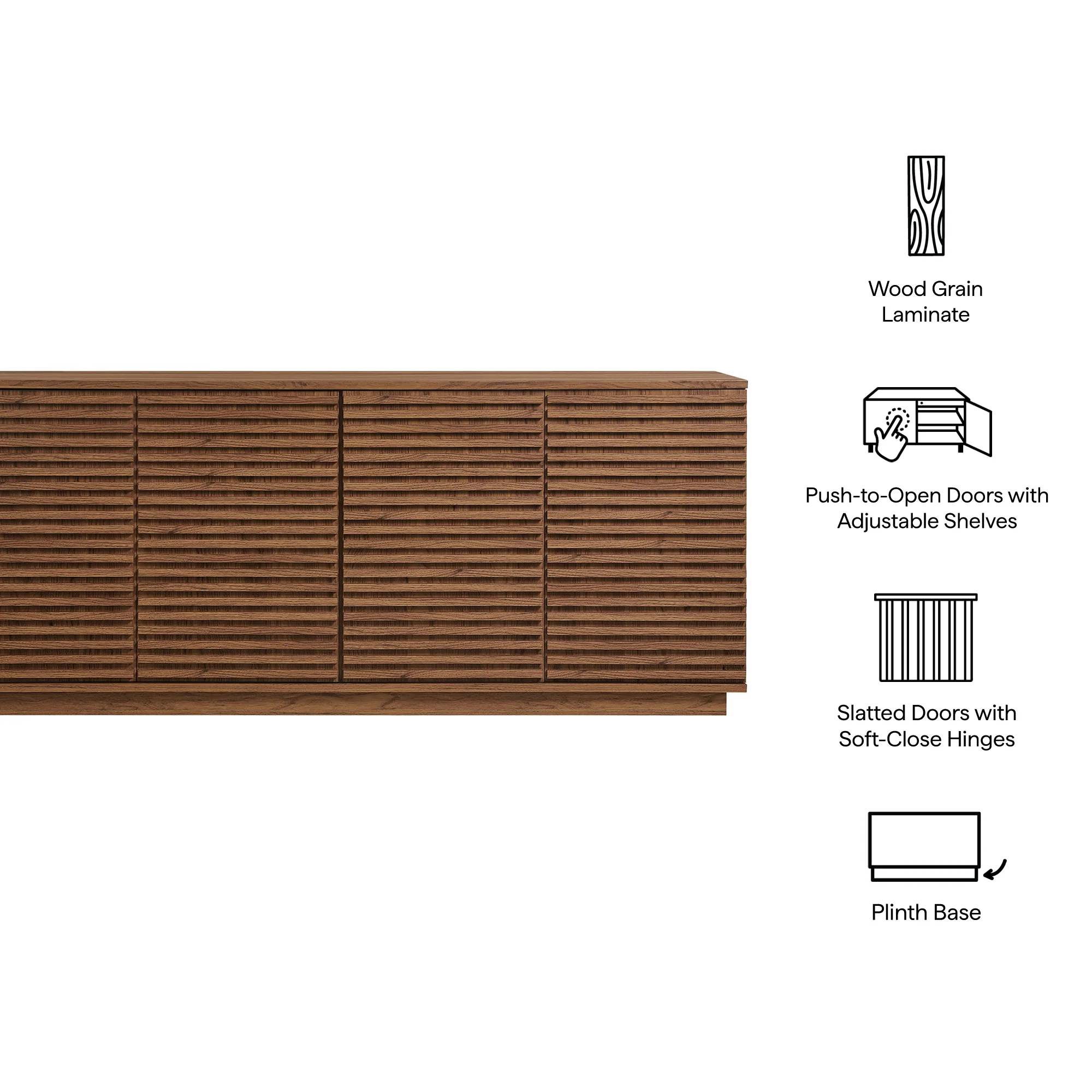 Render 4-Door Fluted Sideboard Cabinet TV Stand by Modway - Image 19