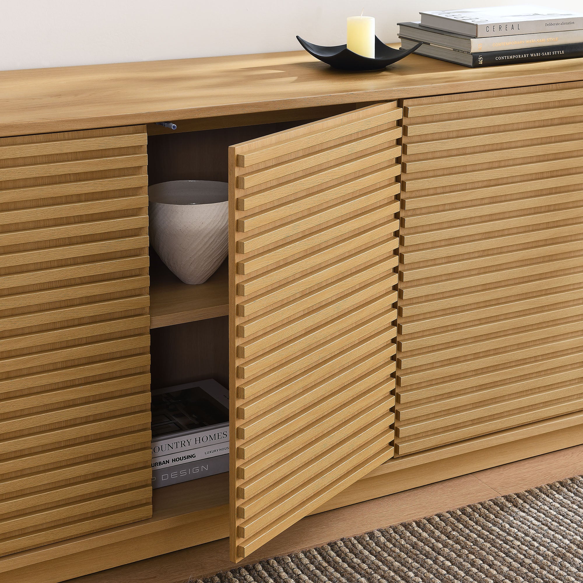 Render 4-Door Fluted Sideboard Cabinet TV Stand by Modway - Image 7