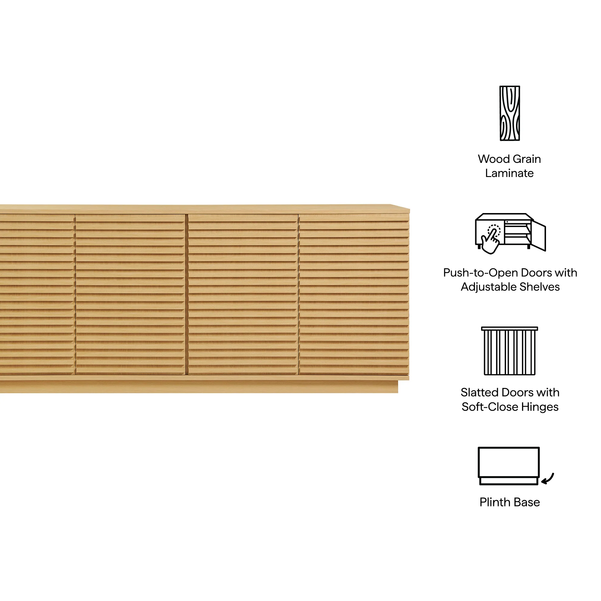 Render 4-Door Fluted Sideboard Cabinet TV Stand by Modway - Image 9