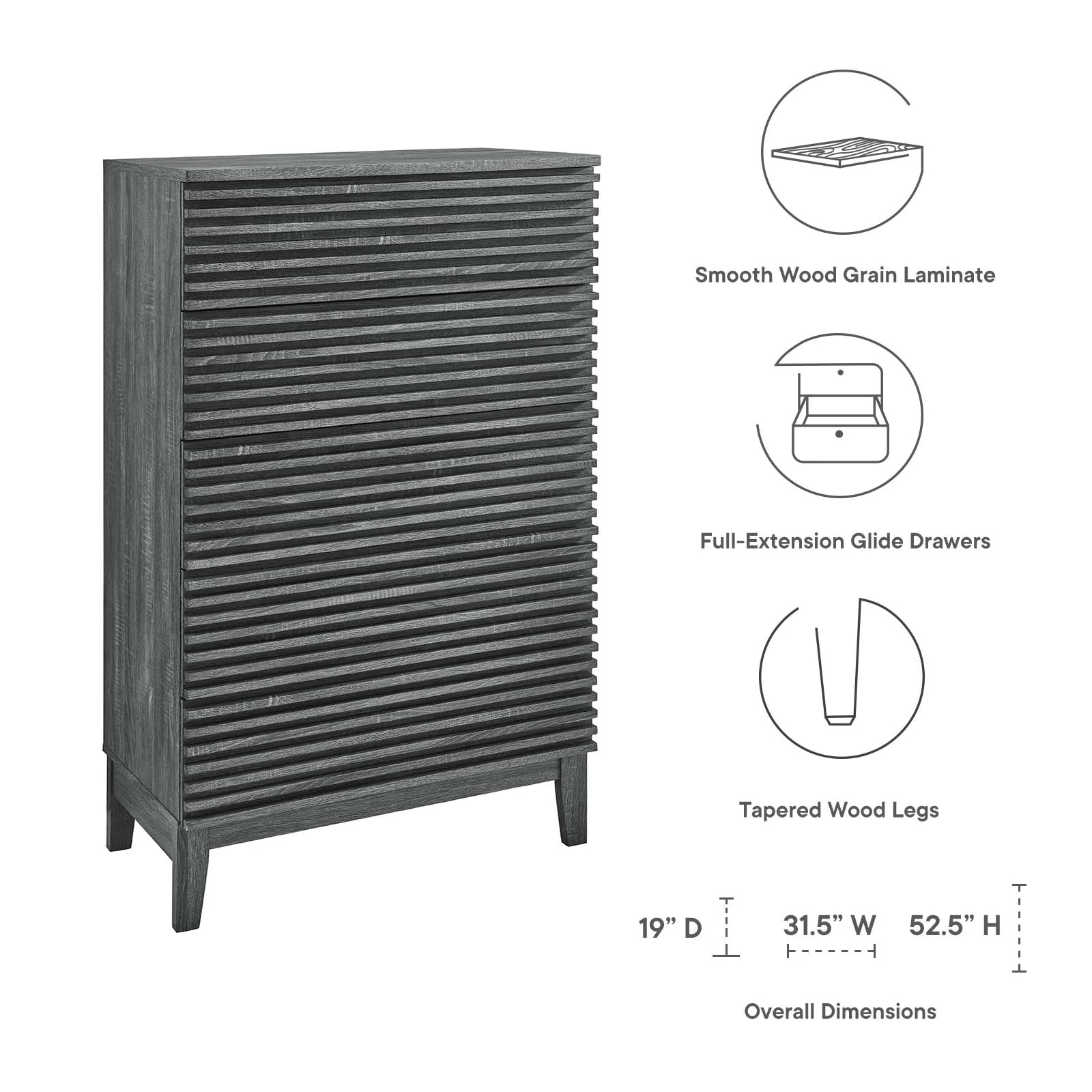 Render 5-Drawer Dresser Chest By Modway - MOD-6967 - Image 5