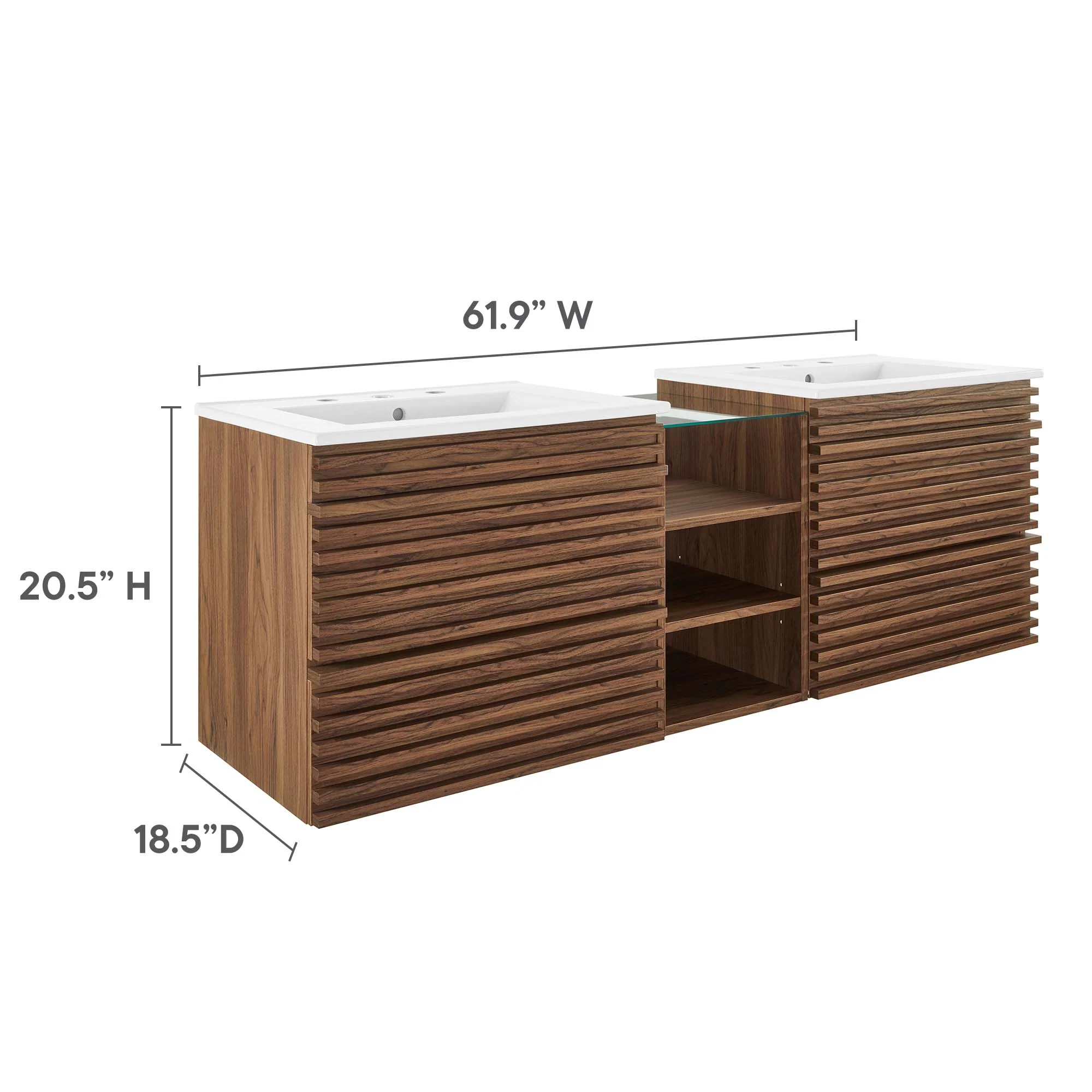 Render 62" Wall-Mount Double Sink Bathroom Vanity by Modway - Image 21