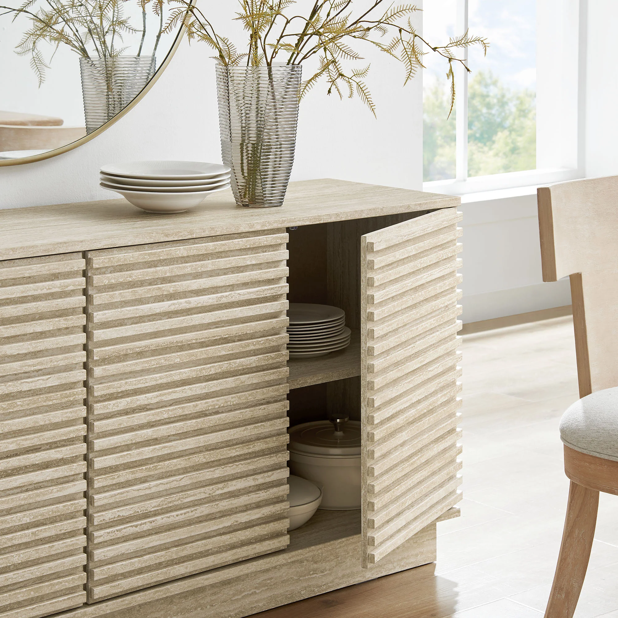Render 70" Faux Travertine Sideboard Cabinet TV Stand by Modway - Image 7