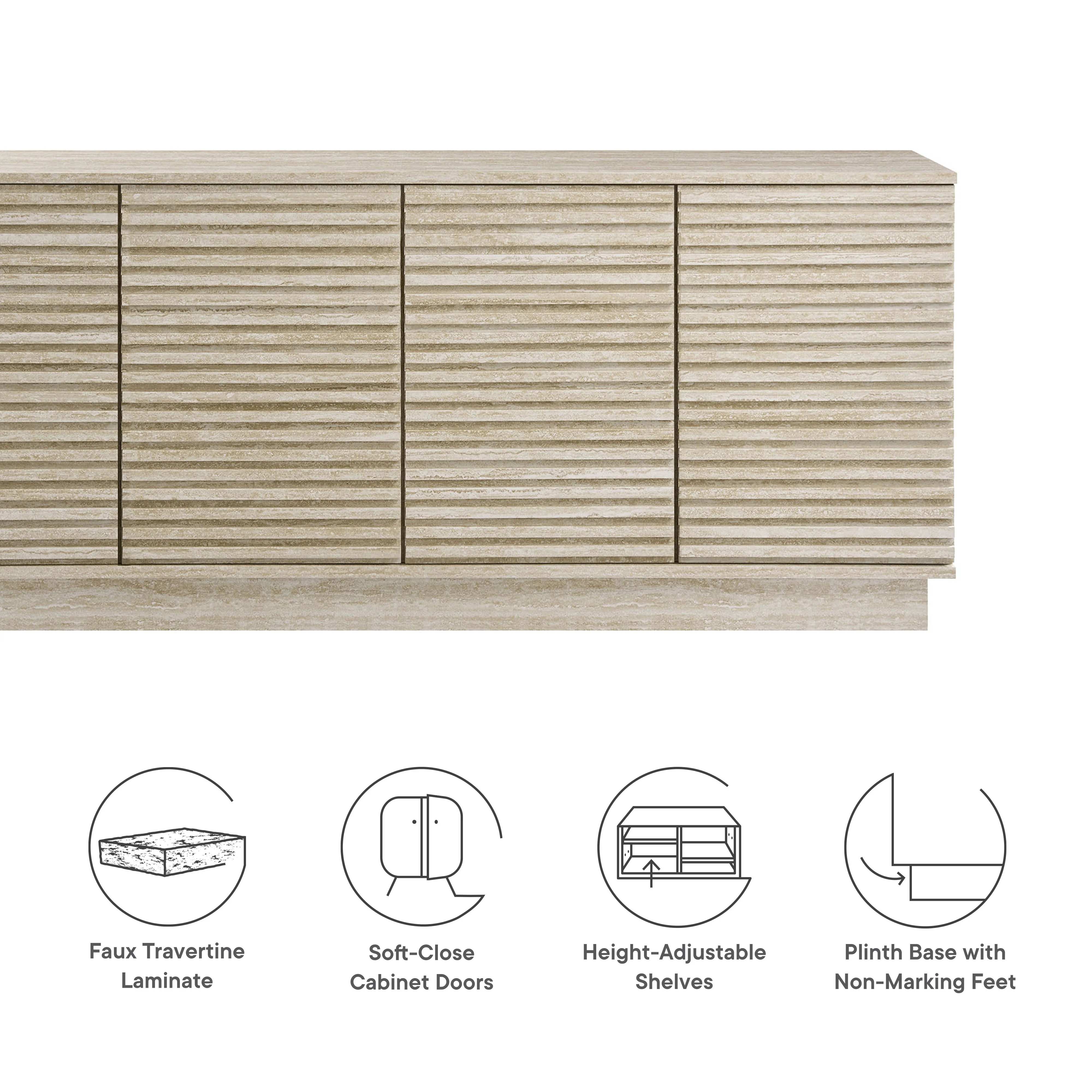 Render 70" Faux Travertine Sideboard Cabinet TV Stand by Modway - Image 9