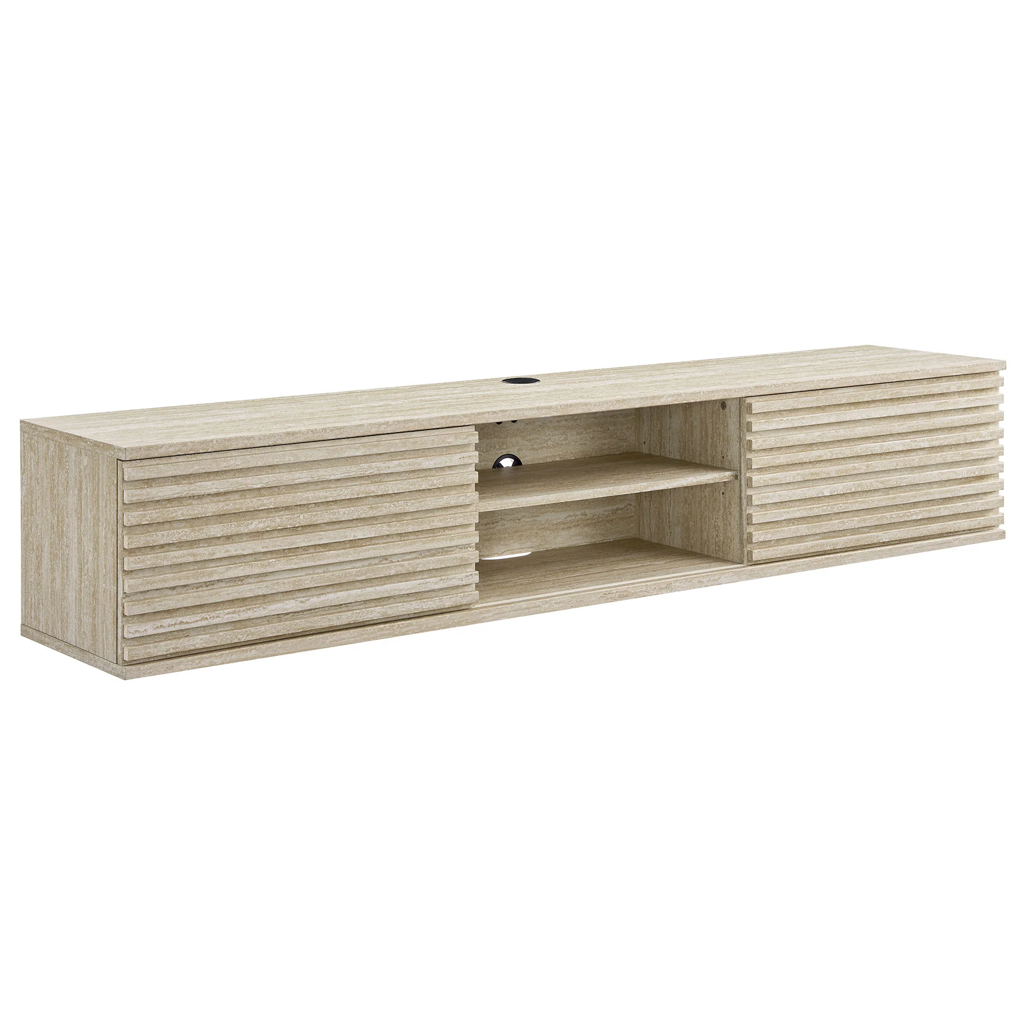Render 70" Faux Travertine Wall-Mount Media Console TV Stand by Modway - Image 2
